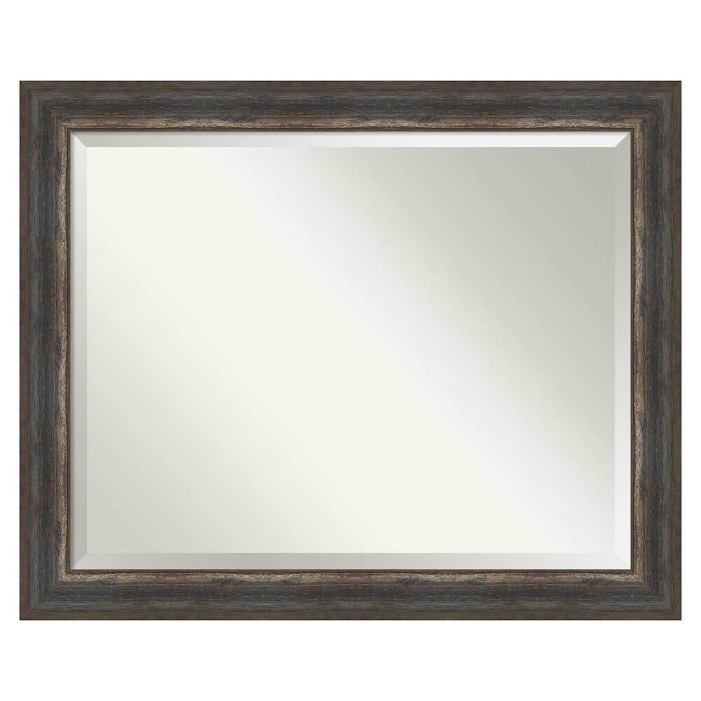 Amanti Art DSW4960934 Alta 32.5-Inches x 26.5-Inches Framed Rectangle Bathroom Vanity Mirror ( Distressed Black,Brown,Silver )