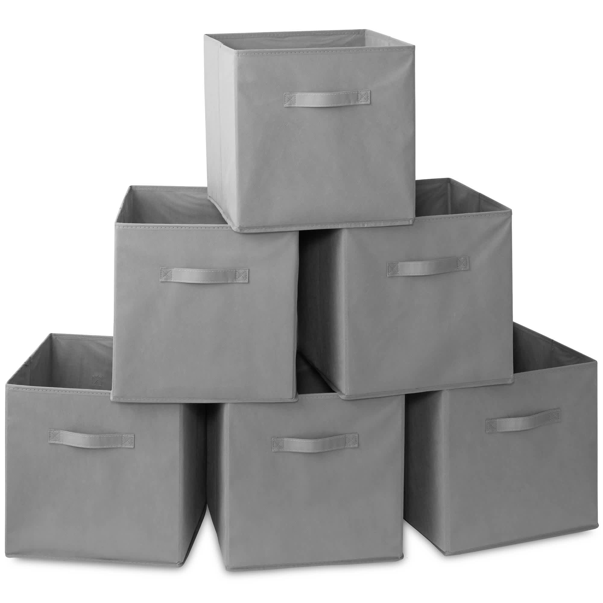 Casafield HOM-STO-13CC-GRY (Set of 6) Collapsible Fabric Cubes - 13-in Storage Bins - Gray