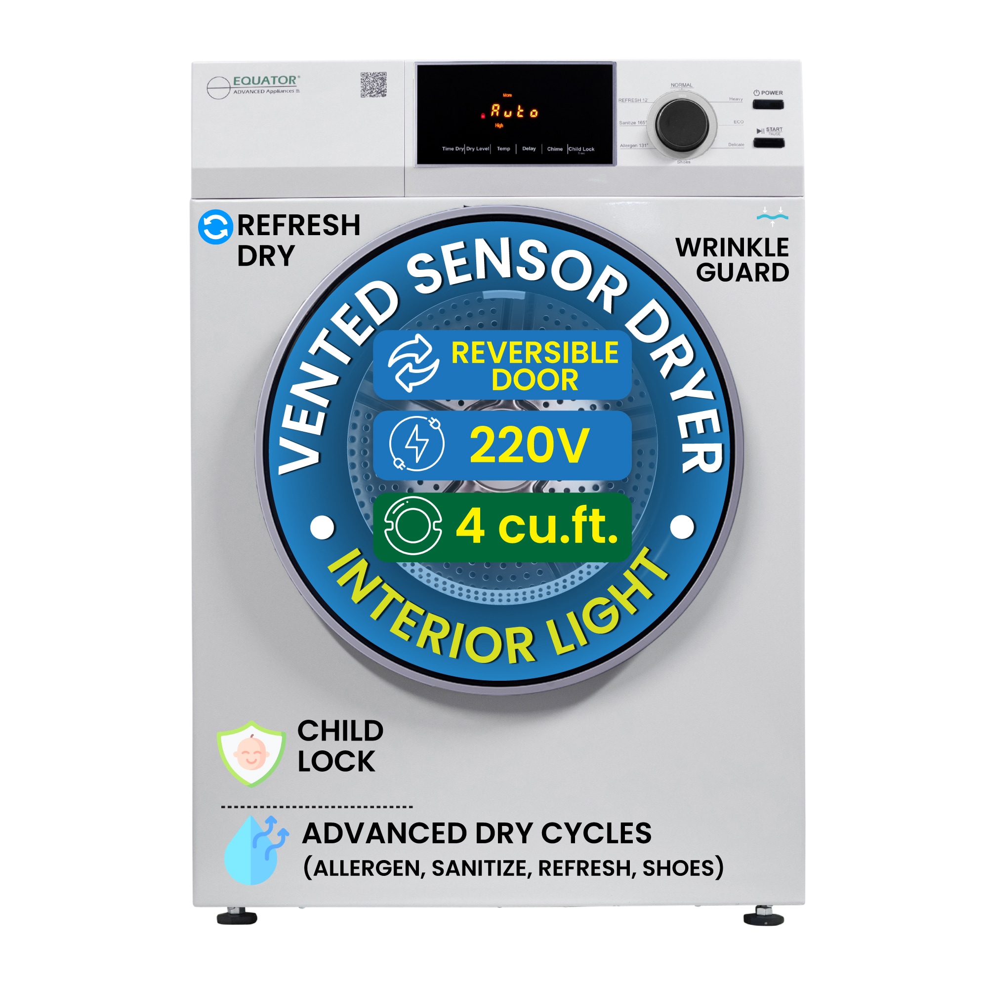Equator 24" White Portable Vented Dryer with Moisture Sensing