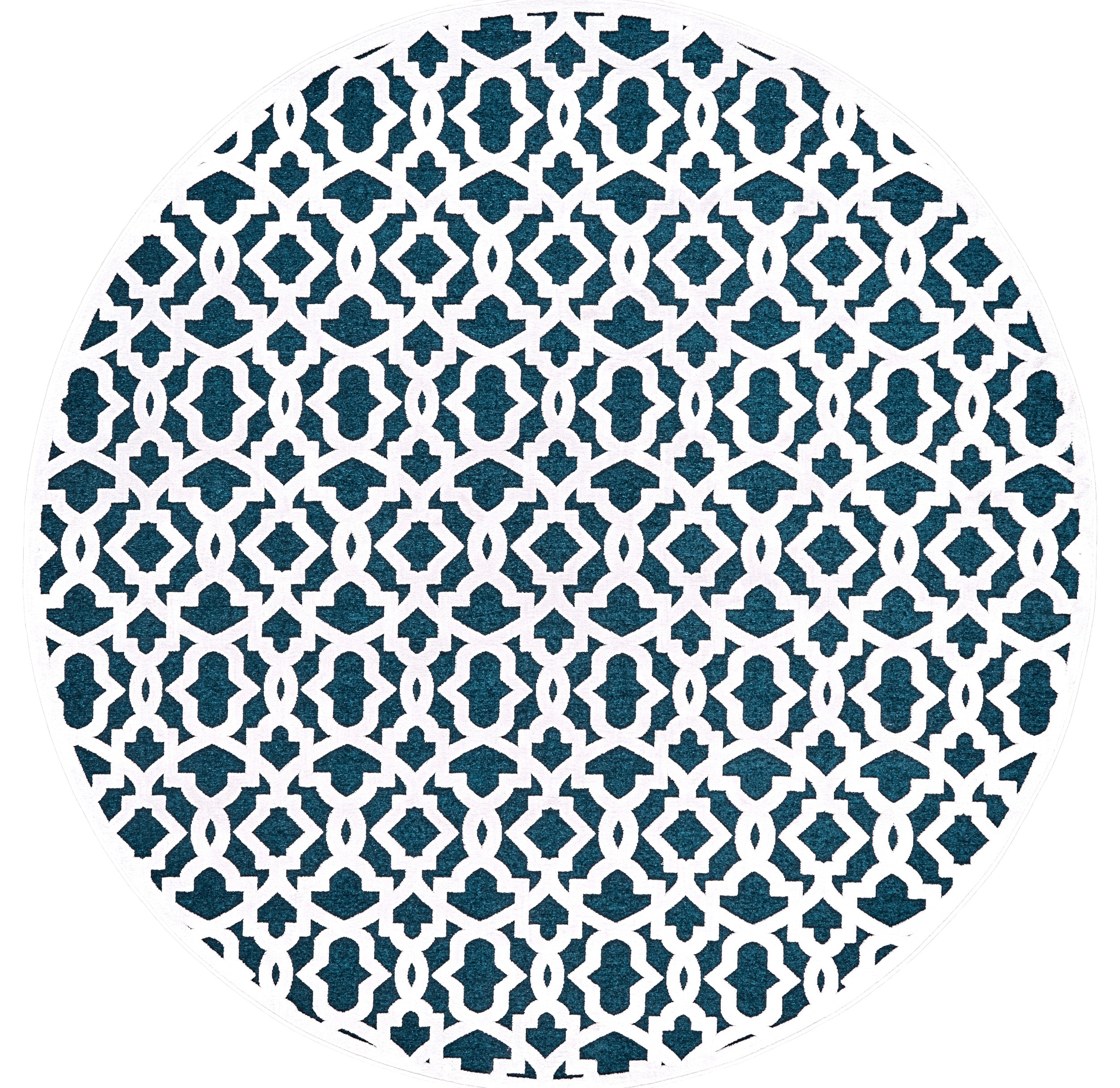 Room Envy 680R3495TELWHTN76 8 x 8 (ft) Loomed Rayon Blue/Green/White Round Indoor Geometric Area rug