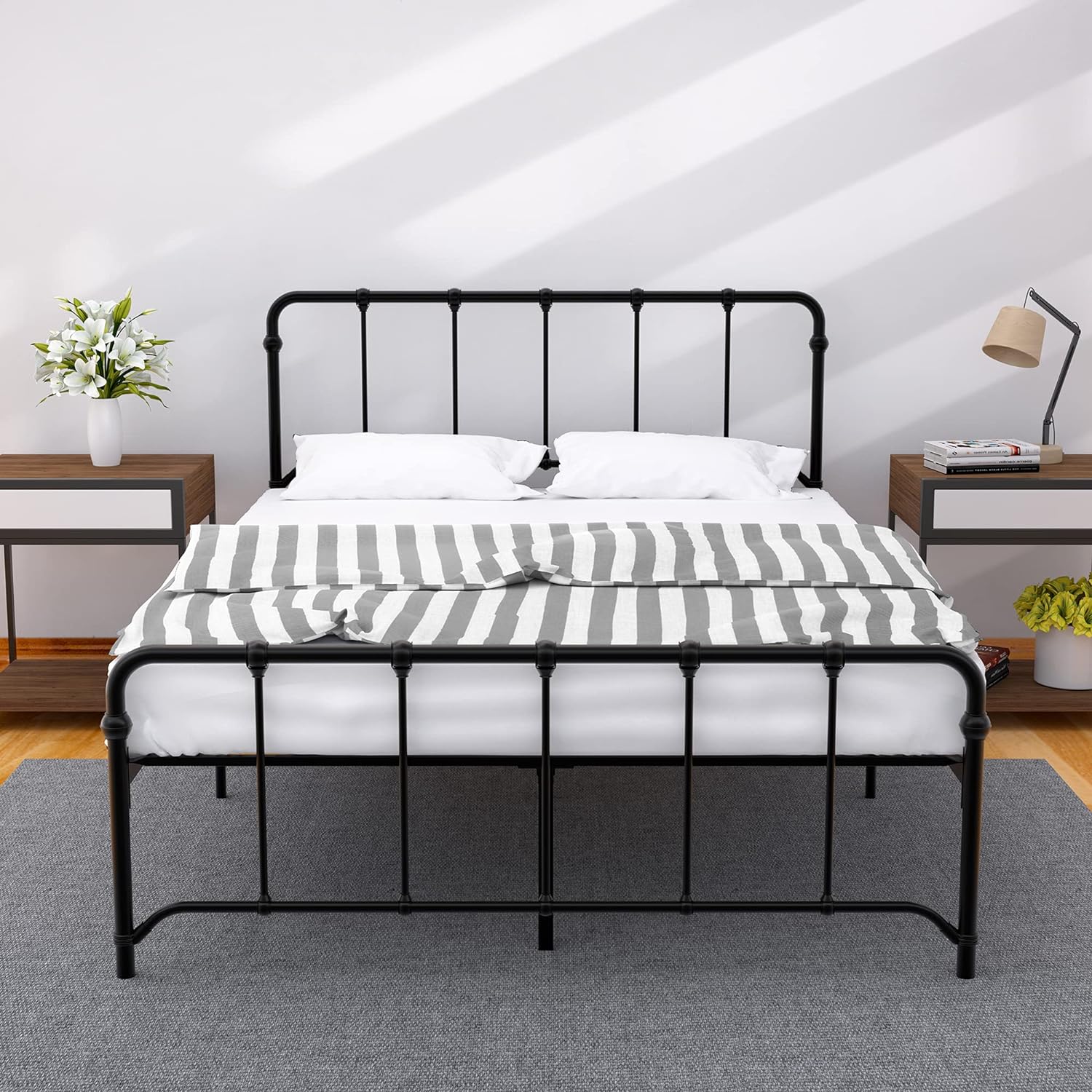 WhizMax Black Full Metal Platform Bed In The Beds Department At Lowes.com