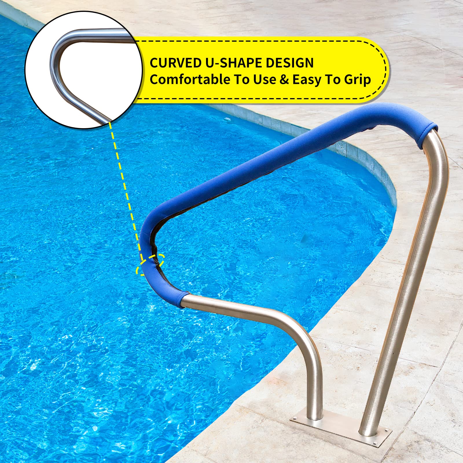 Phyfalip 39 by 32 Inground Pool Rail Stainless Steel Swimming Pool ...