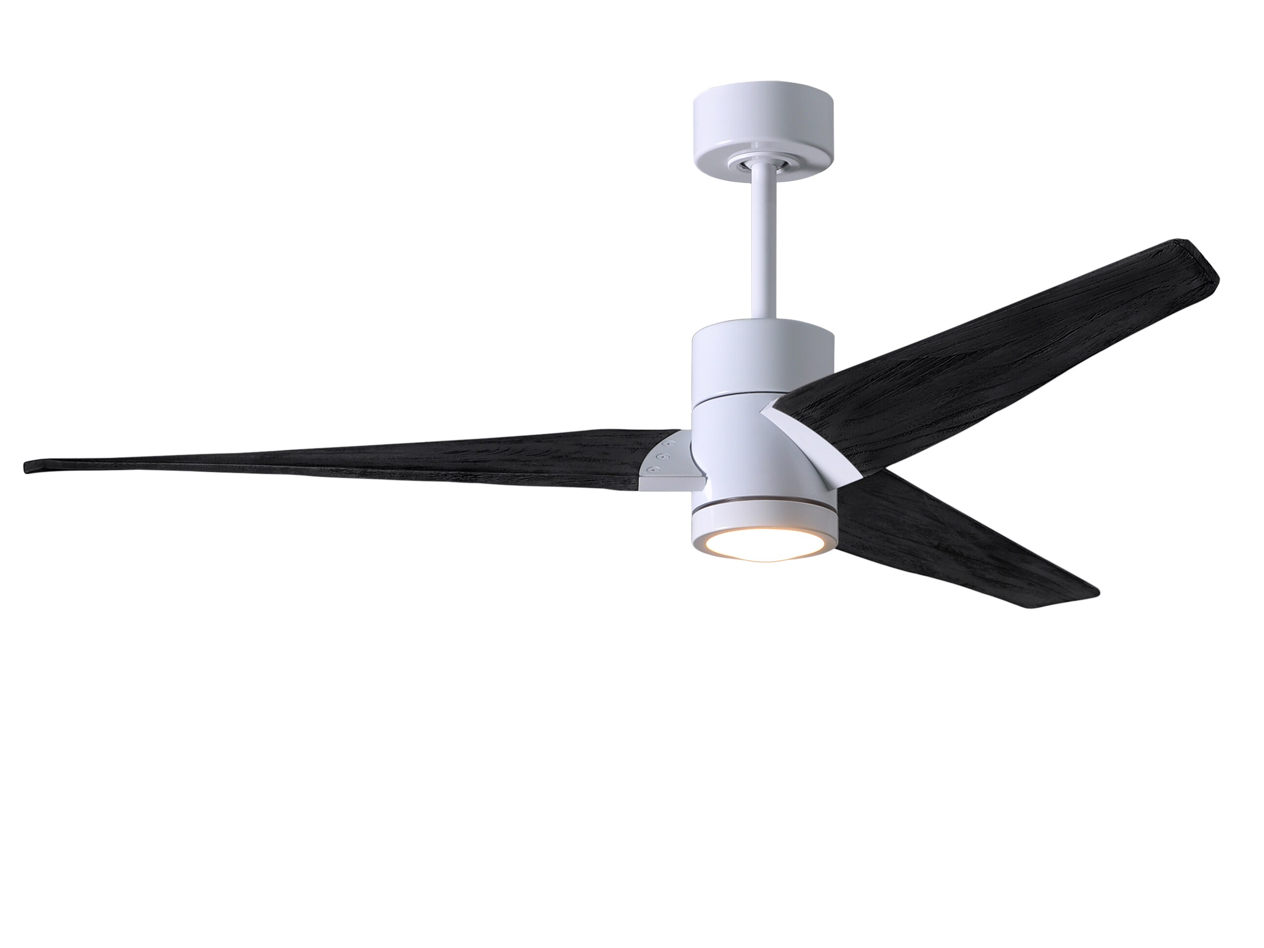 Matthews Fan Company SJ-WH-BK-52 Super Janet 52-in Color-Changing Integrated LED Outdoor Gloss White with Matte Black Blades Ceiling Fan With Light - Remote Included ( 3 -Blade )