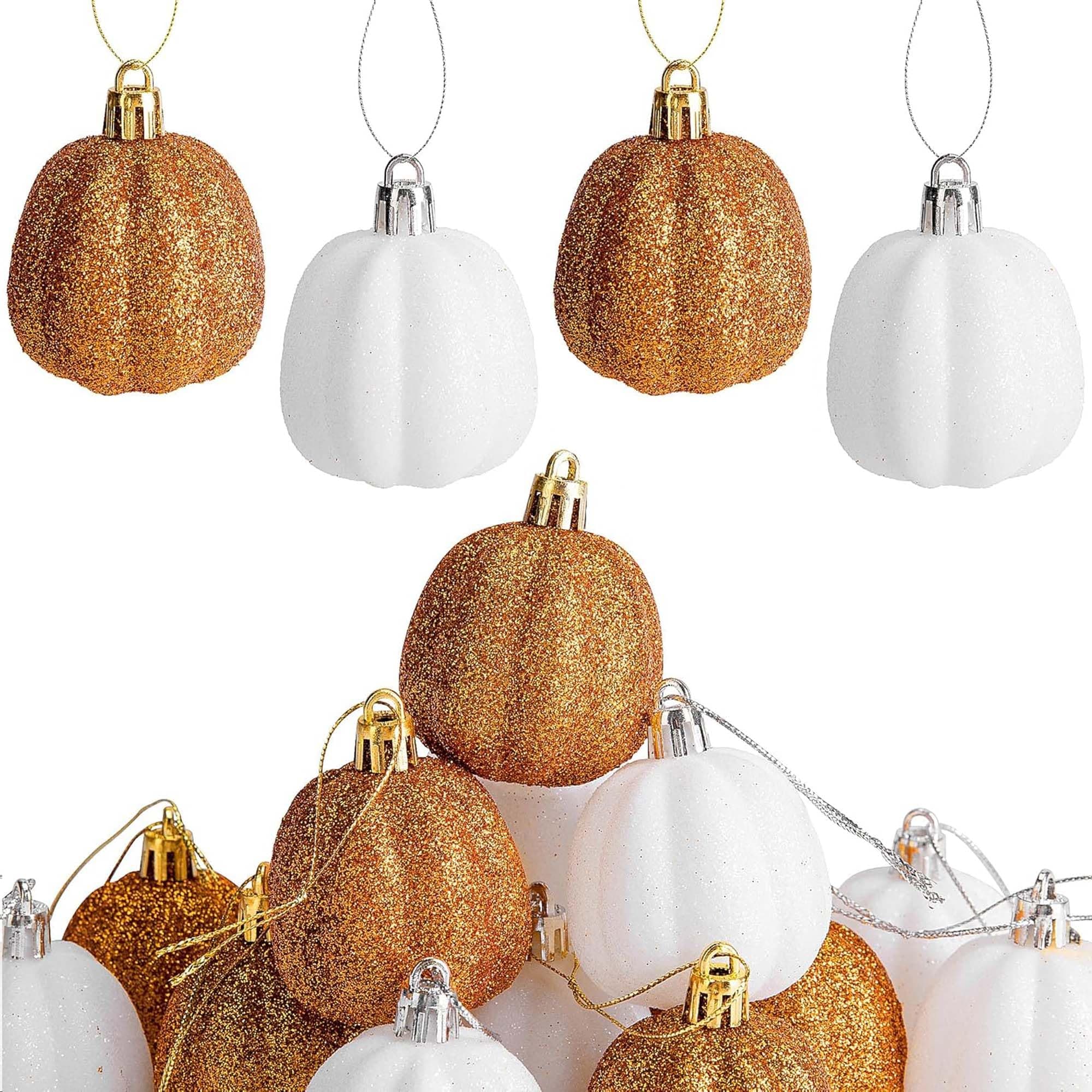 ZHLKING Pumpkin Hanging Ornaments Glitter Tree Shatterproof Farmhouse Rustic Decoration