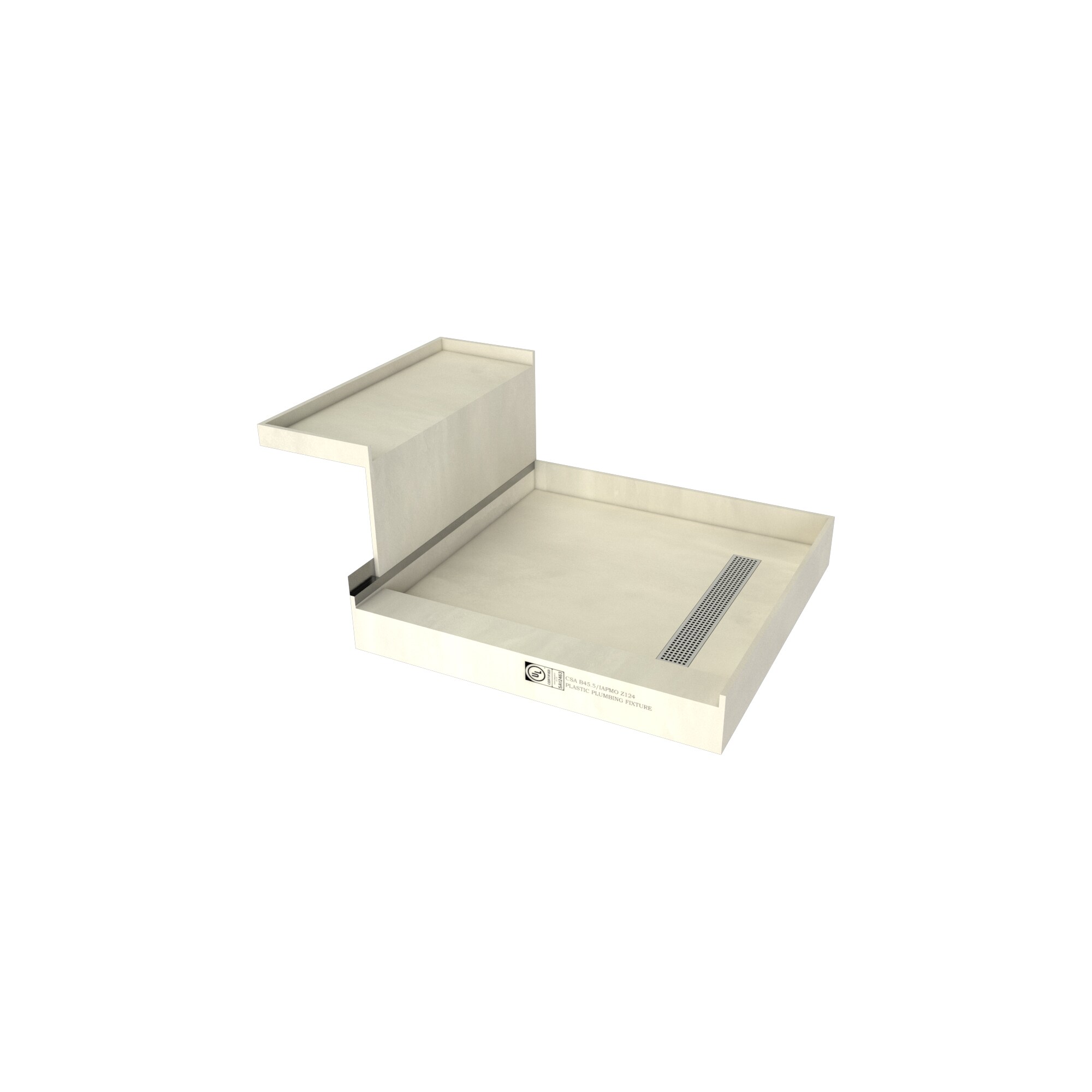 Tile Redi RT4848RPCRB48KIT 48-Inches W x 60-Inches L Polished Chrome Single threshold Threshold Rectangle Shower pan base kit with 4.5-Inches H Threshold (Right Drain) Integrated Seat