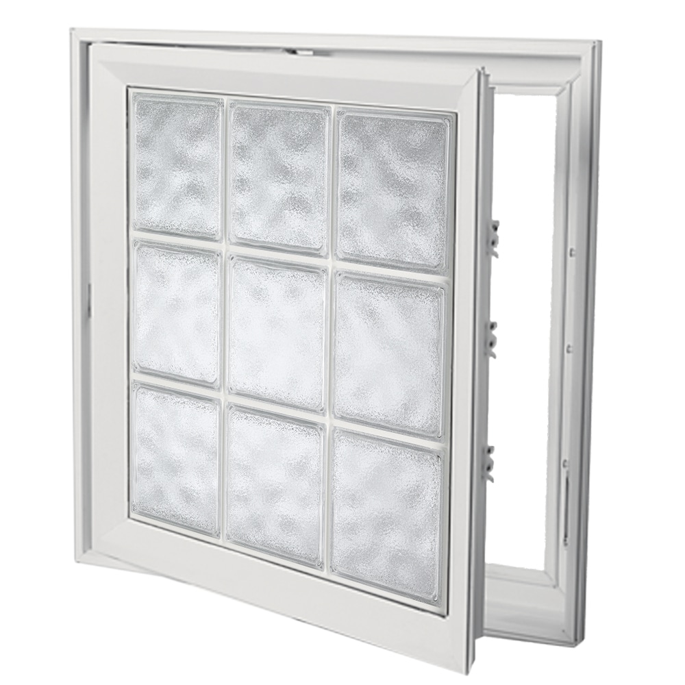 Hy-Lite 8CSUS2153WHGLH Frosted 21-1/2-in x 53-1/2-in x White Left-Handed Vinyl Casement Window Tempered Glass with Grids ( Full Screen Included )