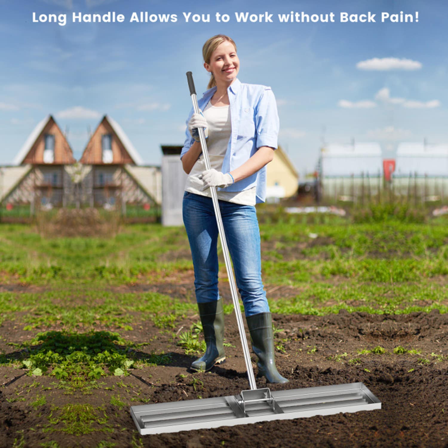 Mondawe 42-in x 10-in Metal Lawn Leveling Rake with 67-in Ergonomic Handle