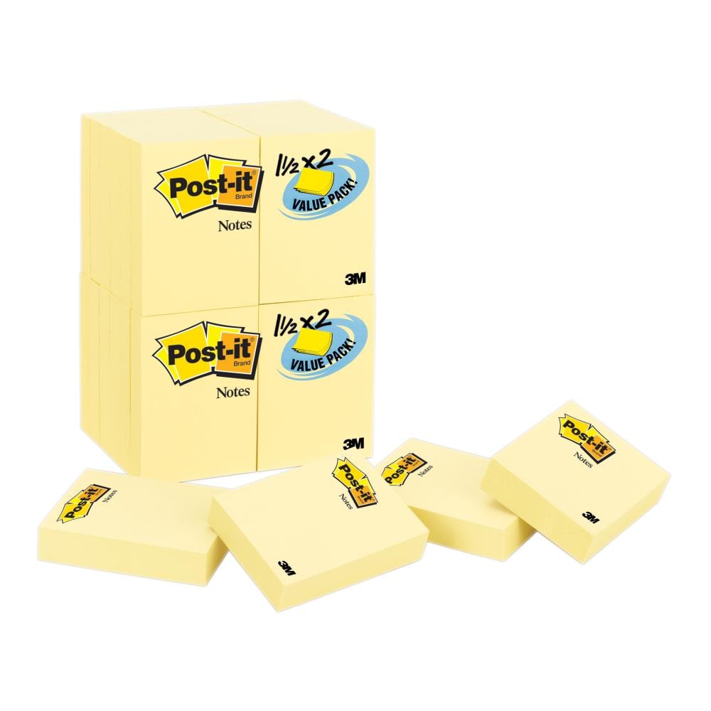 Post-it MMM65324VAD 1.5-in x 2-in Canary Yellow Sticky Notes