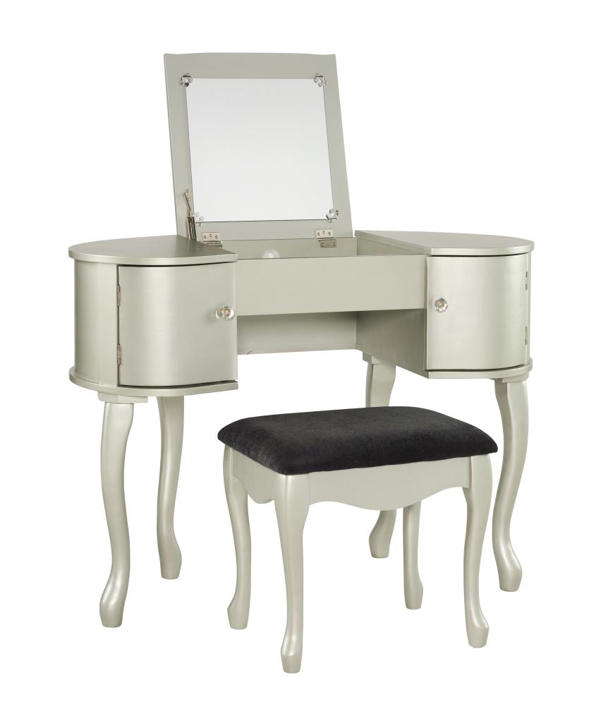 Linon 580425SIL01U 40.50-Inches Silver Makeup Vanity