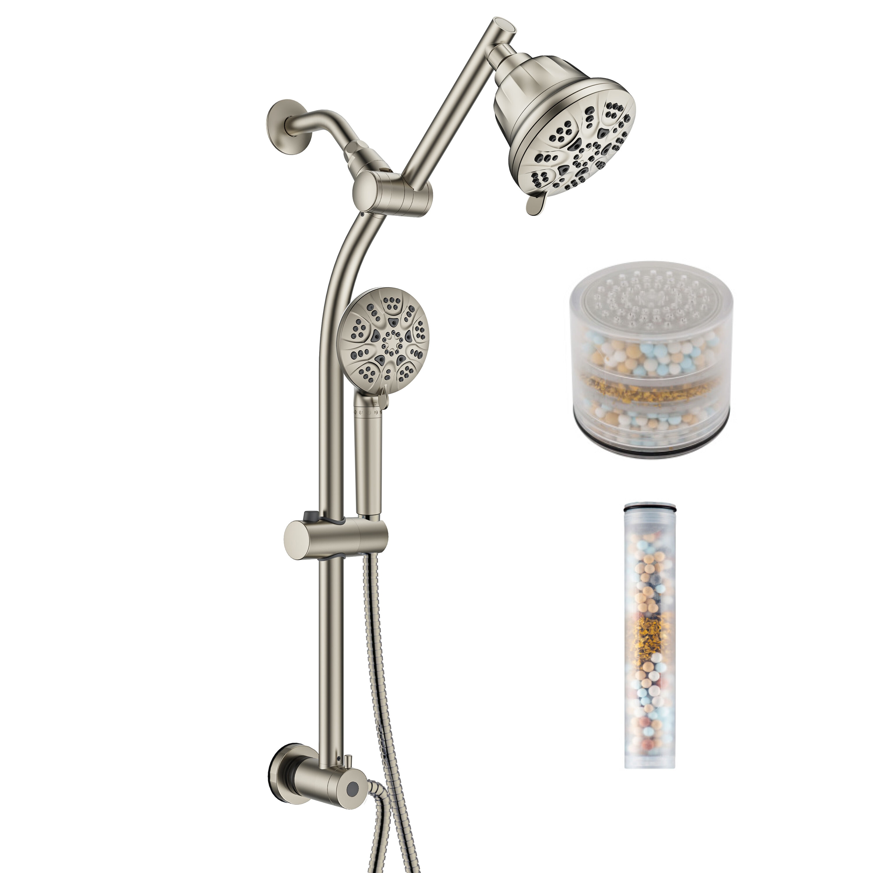 Westbrass SCH900F-07 5.0 -Spray Satin Nickel 5-in Round Dual/Combo Filtered Shower Head 1.8 GPM
