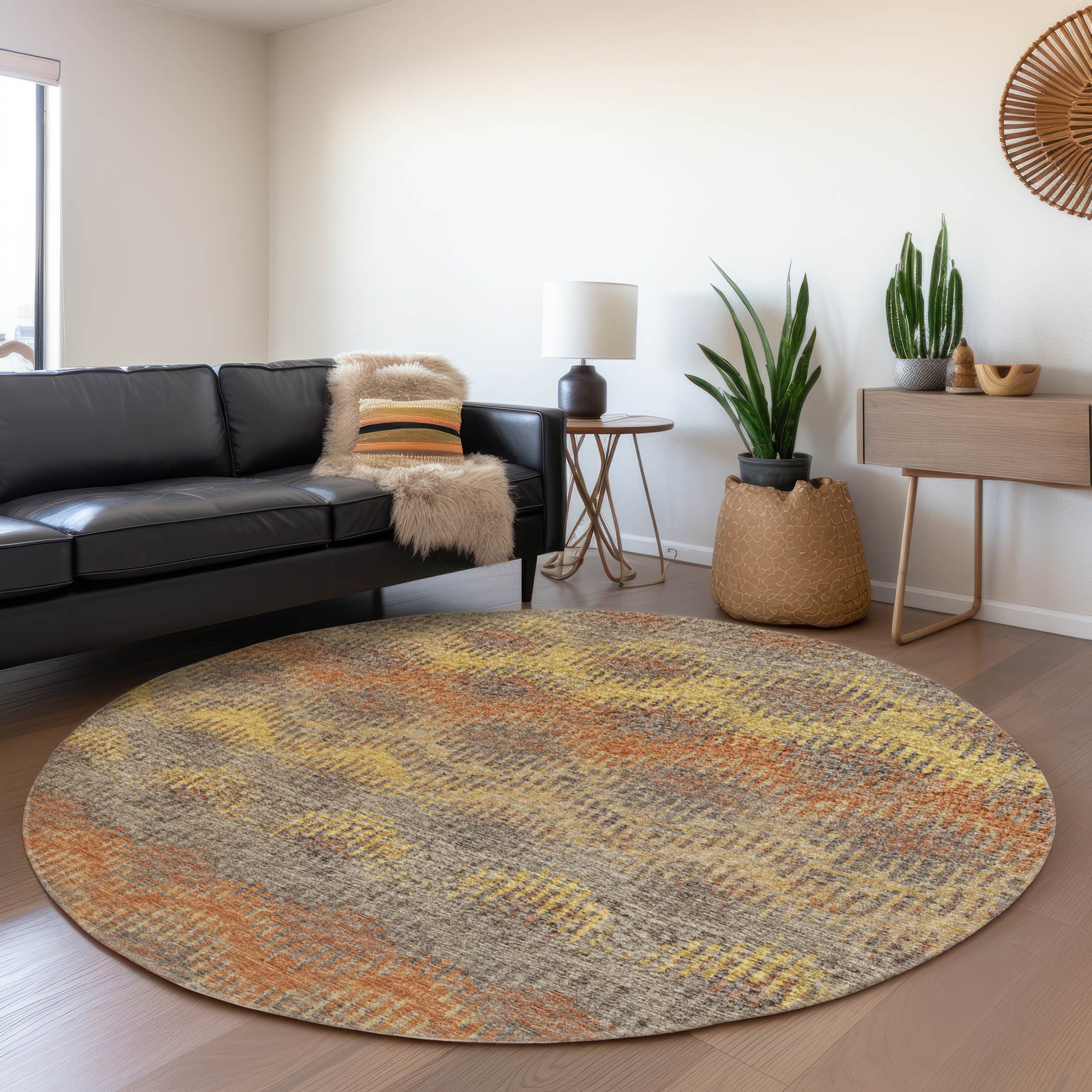 Addison Rugs AMF80CA8RO Mayfield AMF80CA 8 x 8 (ft) Loomed Polyester Canyon Round Indoor Abstract Machine washable Area rug
