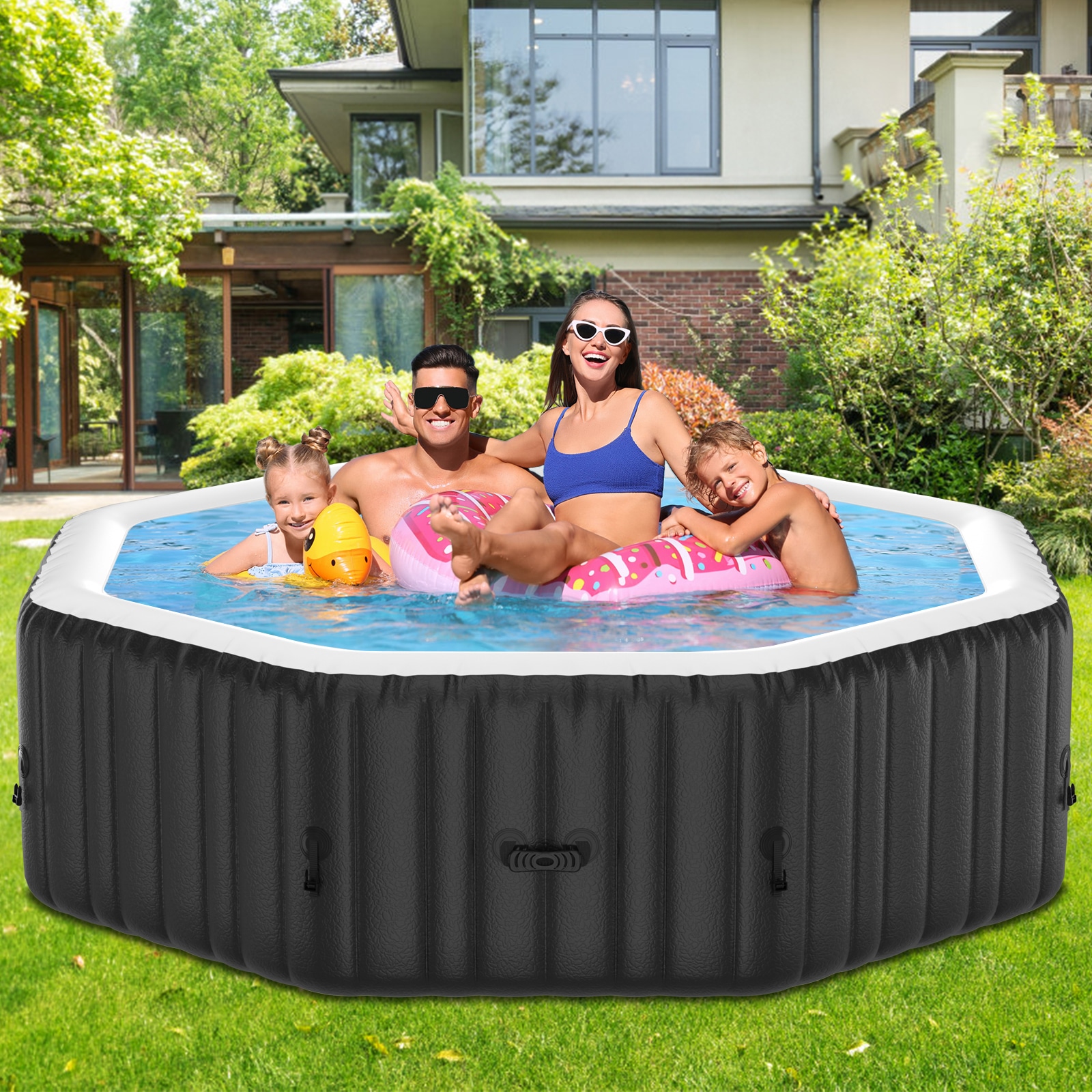 Esazn 130 Jet 6 -Person Inflatable Octagonal Hot Tub (Cover Included) #CQYG-Y-8-US