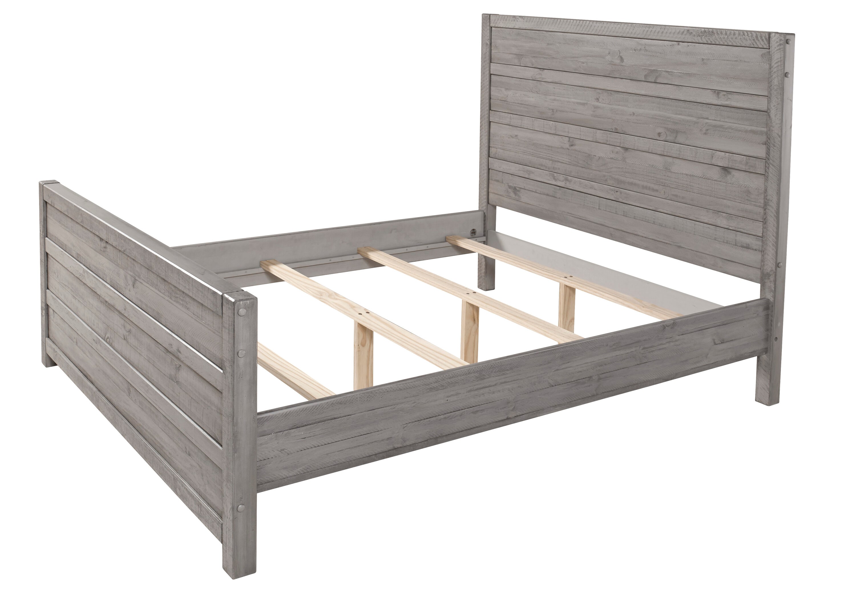 Carmel Queen Antique Gray Pine Wood Bed Frame