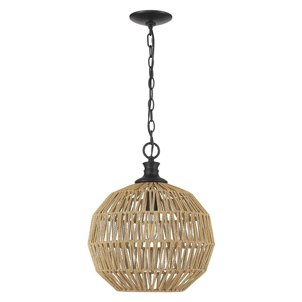 Golden Lighting Florence Matte Black Farmhouse Dome Medium Hanging ...