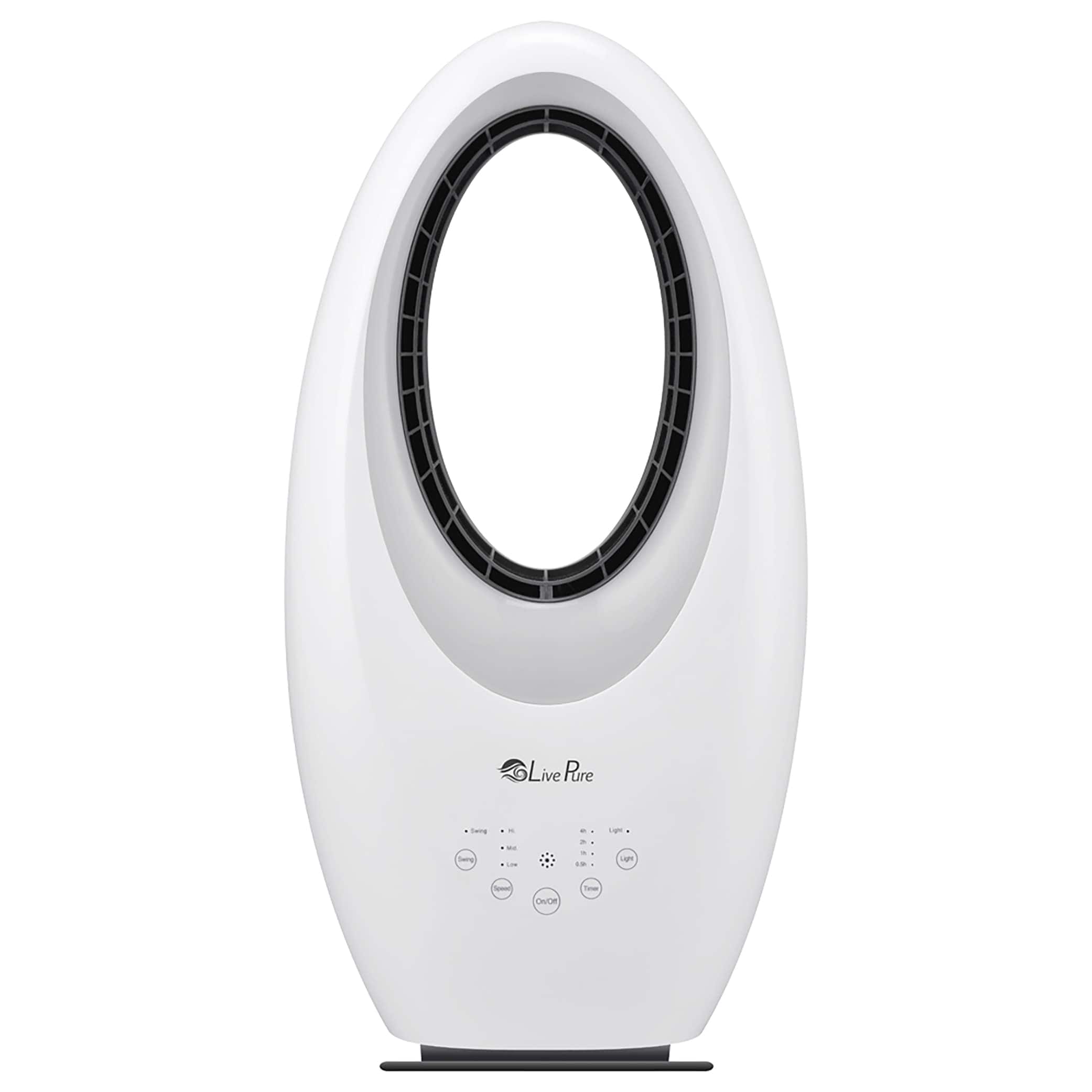 LivePure LP1700FAP-W Bladeless Oscillating 3-Speed Fan with Filter And Touch Control - White