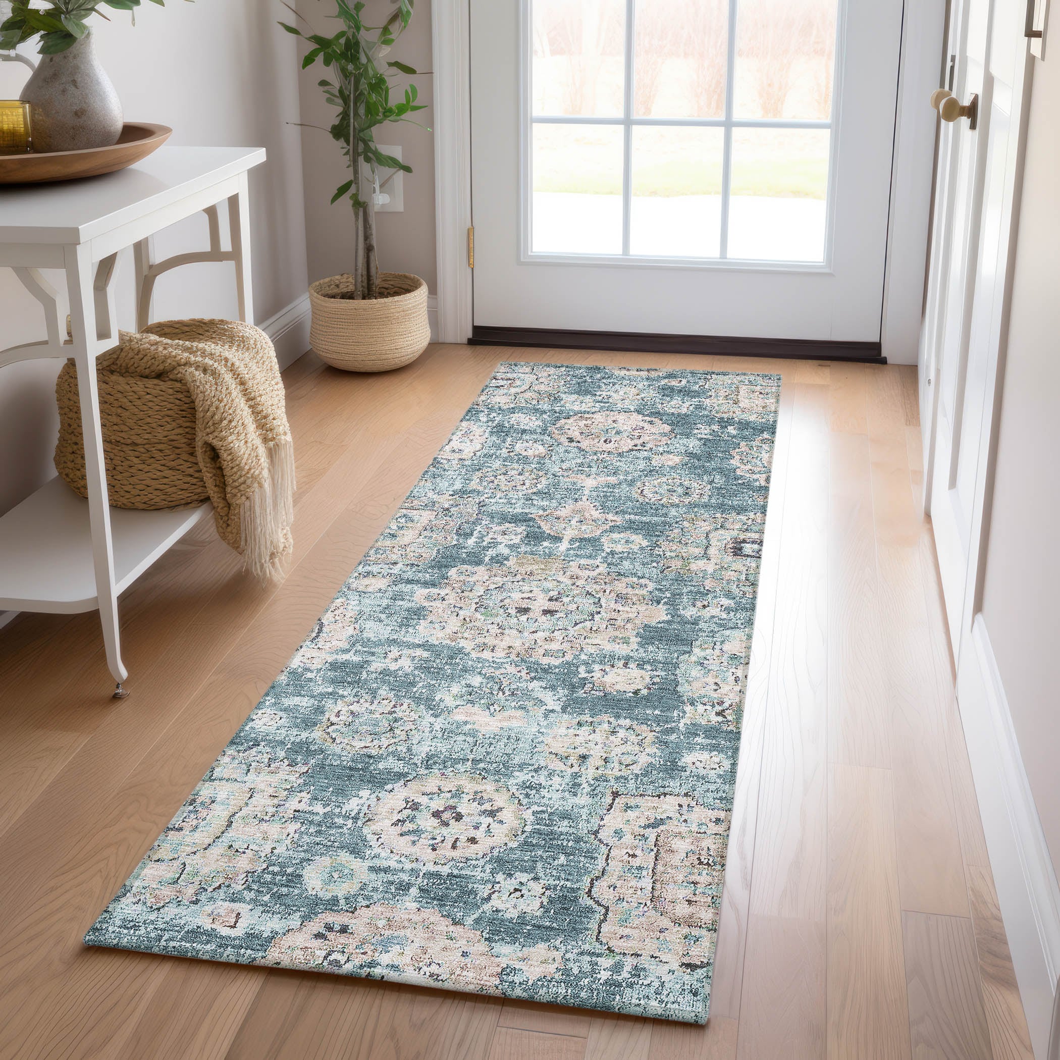 Addison Rugs ACN634TE2X8 Chantille ACN634TE 2 x 7 (ft) Polyester Teal Rectangular Indoor/Outdoor Geometric Machine washable Runner rug