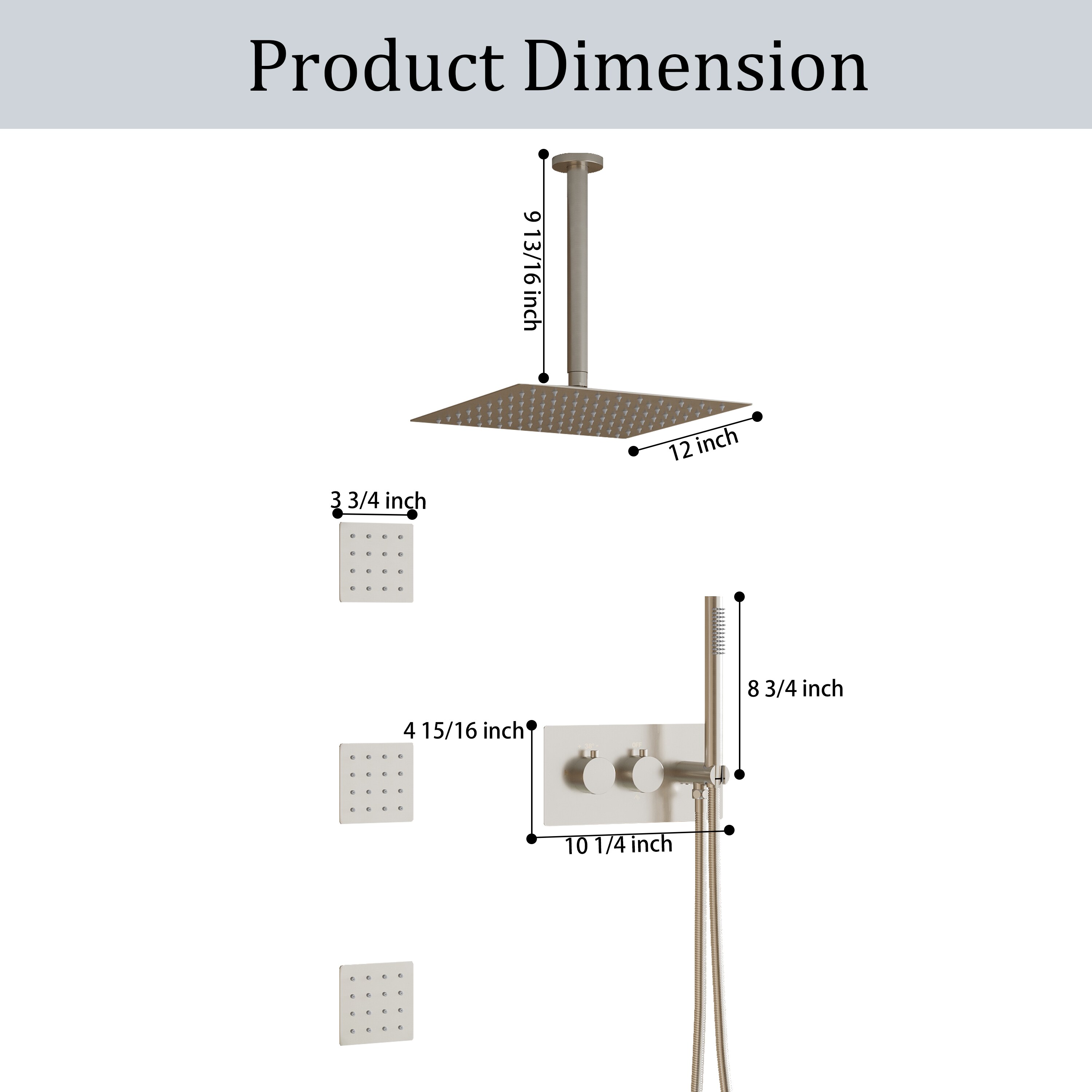 WELLFOR CR-P-WM-2W01BN Showerhead-Bar-Panels - View #9