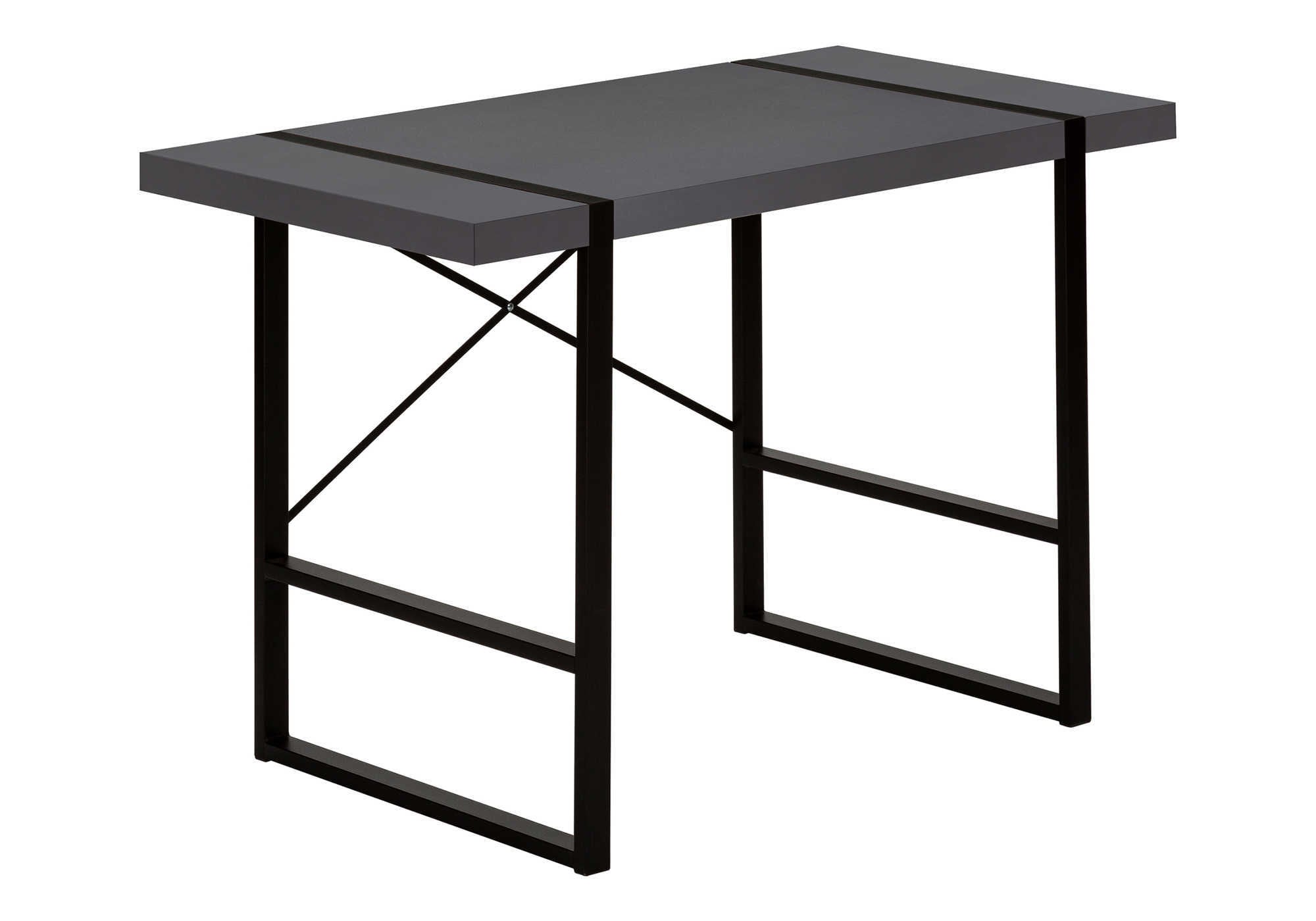 Tatayosi JL-219882 48 Inch Grey Computer Desk with Industrial X Frame and Floating Metal Legs