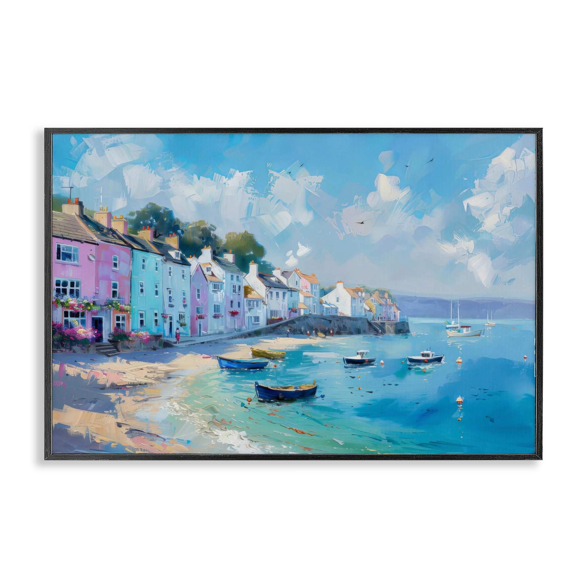 Stupell Industries BT-724-FR-12X18 Seaside Village Cottages Framed Giclee design by LSR Design Studio
