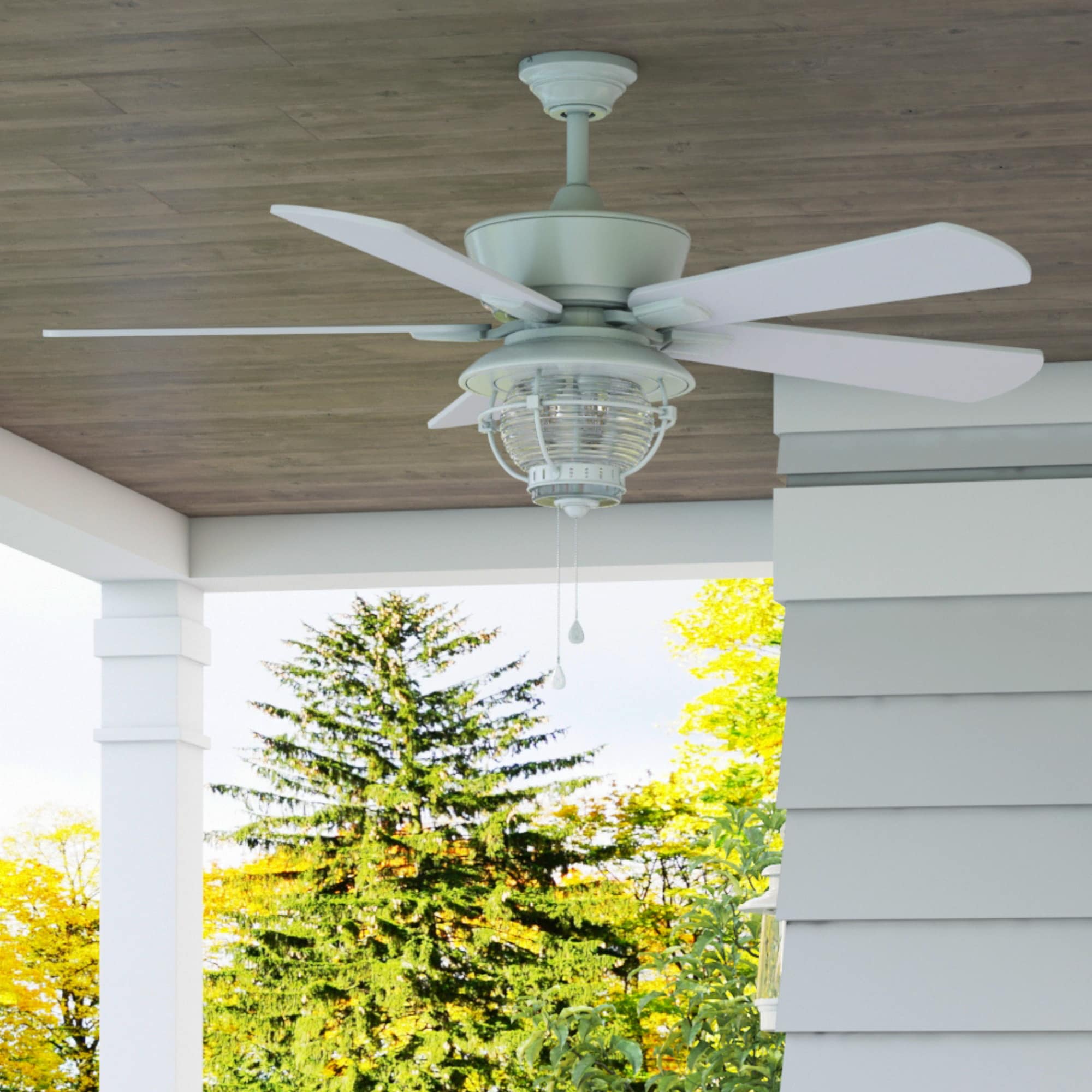 Harbor Breeze Merrimack II 52-in White Indoor/Outdoor Ceiling Fan 