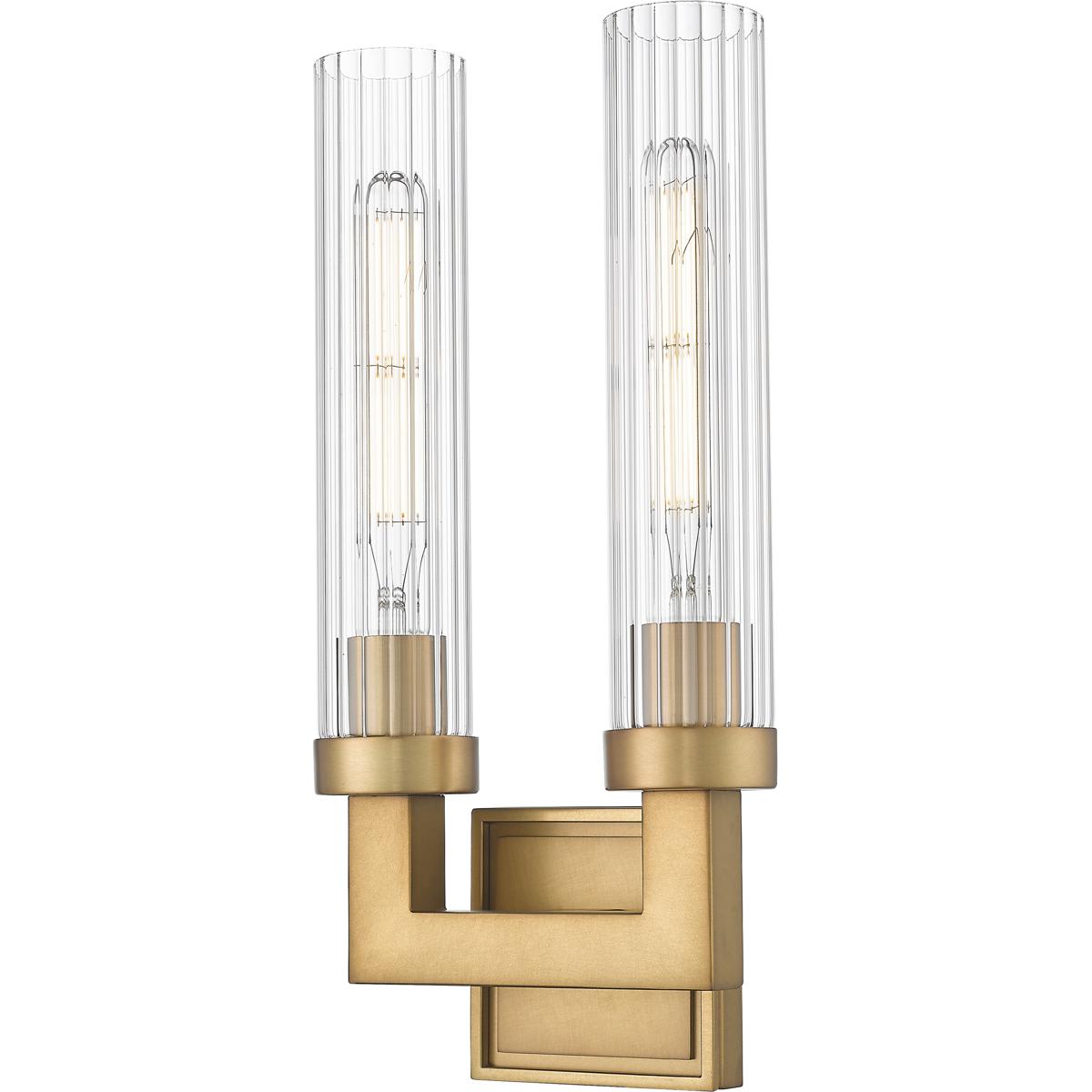 Z-Lite Beau 8-in W 2 -Light Brushed Brass Transitional Wall Sconce