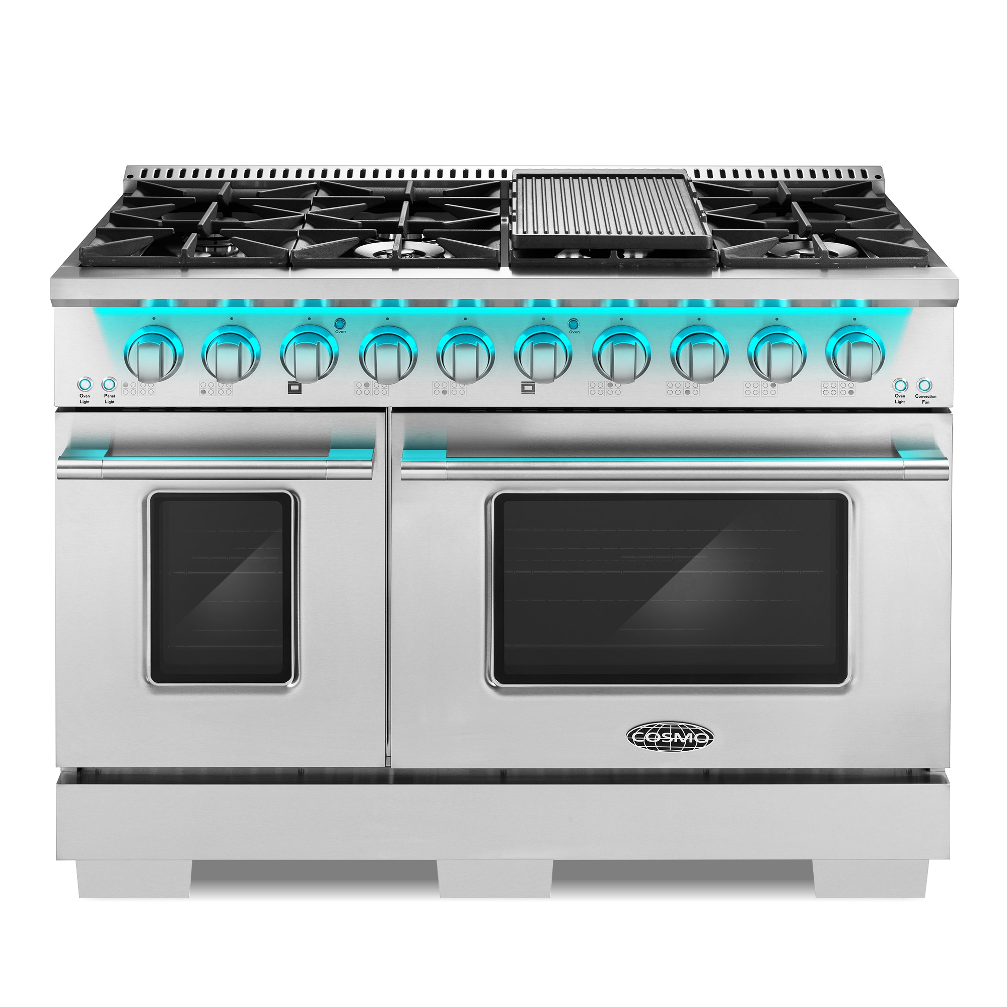 Cosmo COS-DFRP488K 48-in 3.5-cu ft / 2-cu ft Convection Oven Freestanding Double Oven Dual Fuel Range ( Stainless Steel )