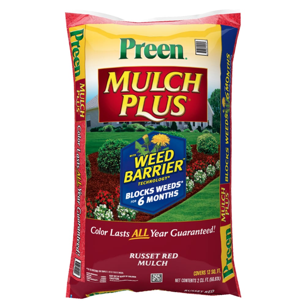 Preen PRM2 Mulch Plus 2-cu ft Red Hardwood Mulch Plus Weed Control Mulch