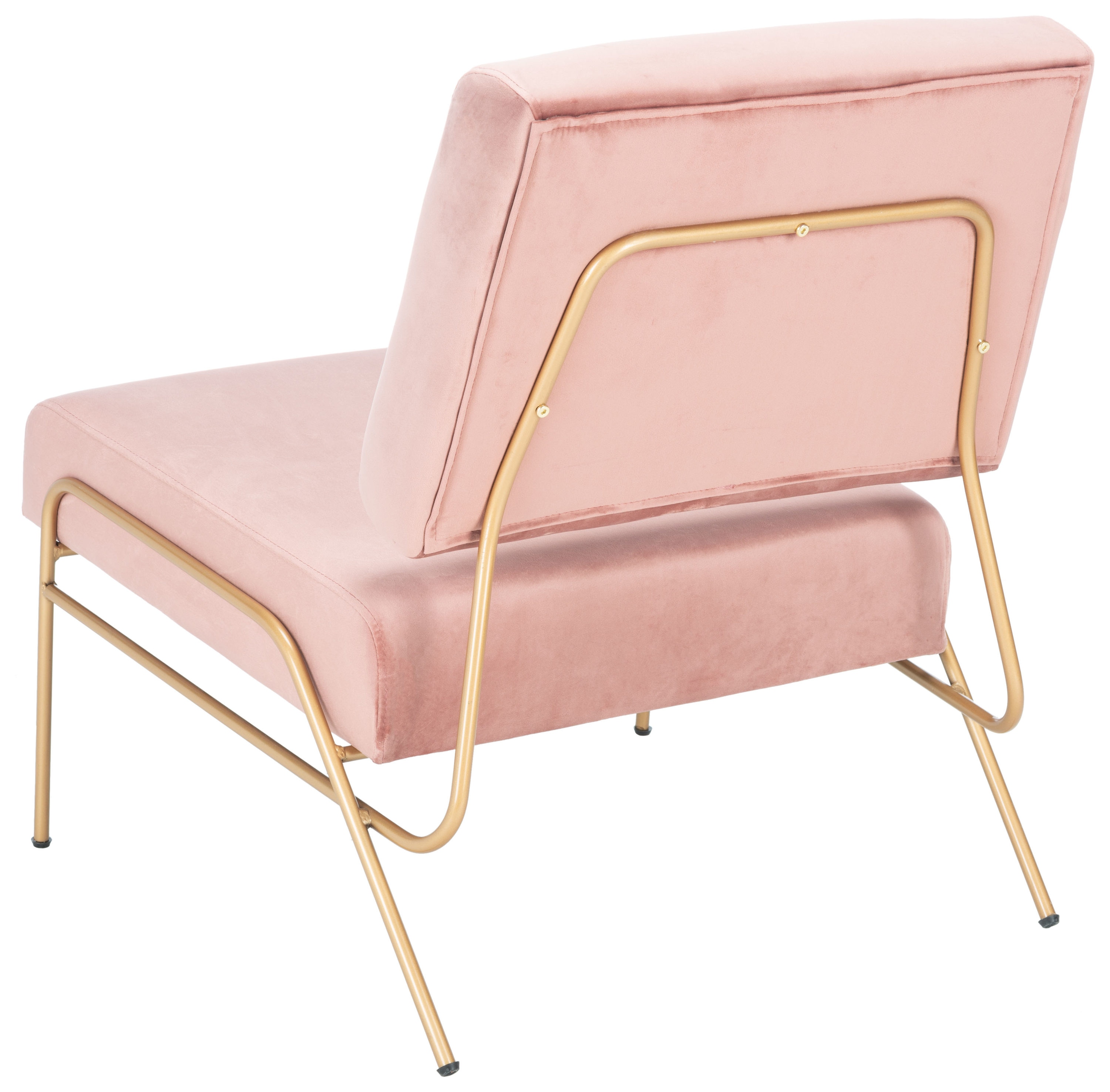 Dusty Rose Velvet and Gold Modern Accent Chair