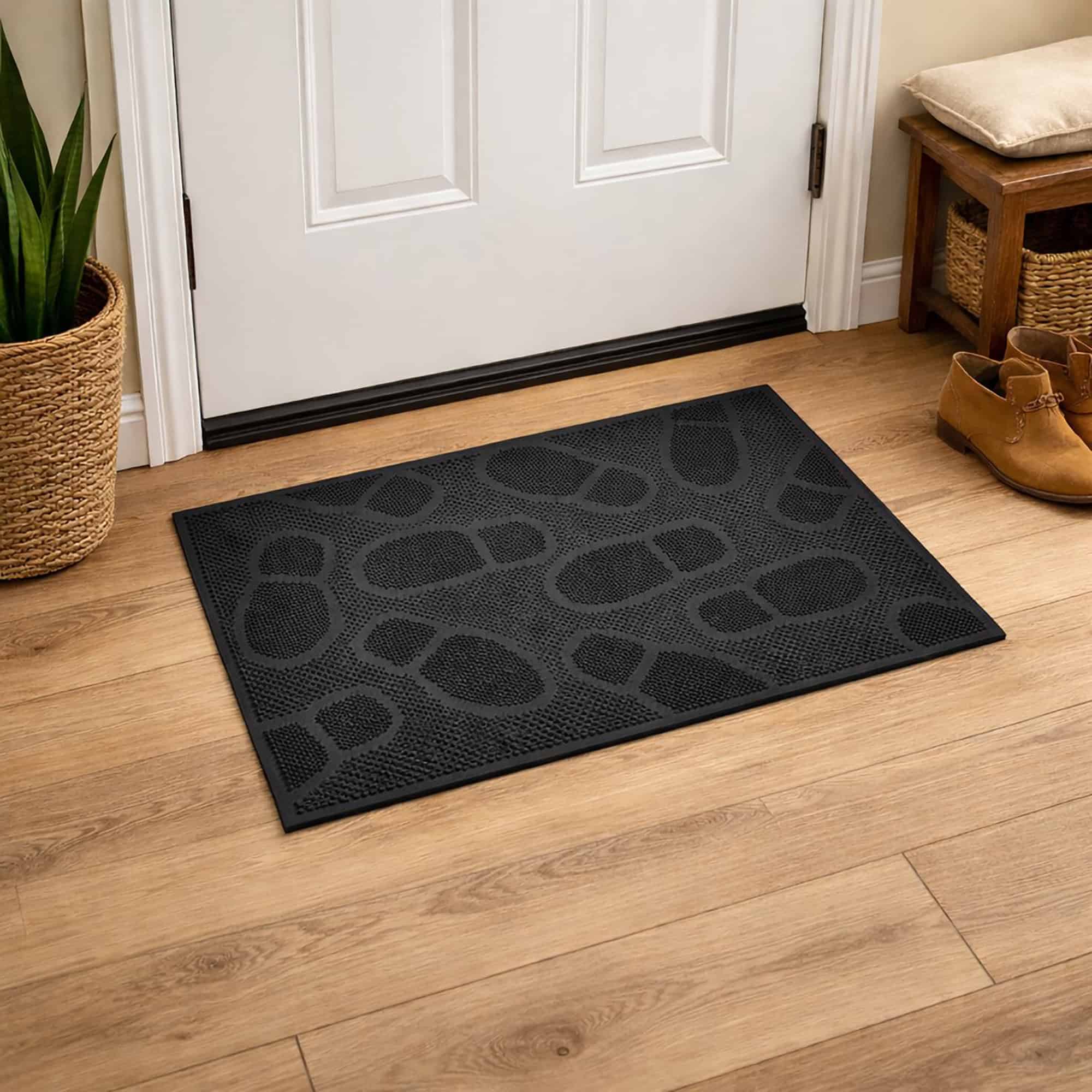 EVIDECO FRENCH HOME GOODS 18 x 30-in Outdoor Front Door Mat Rubber Shoeprint
