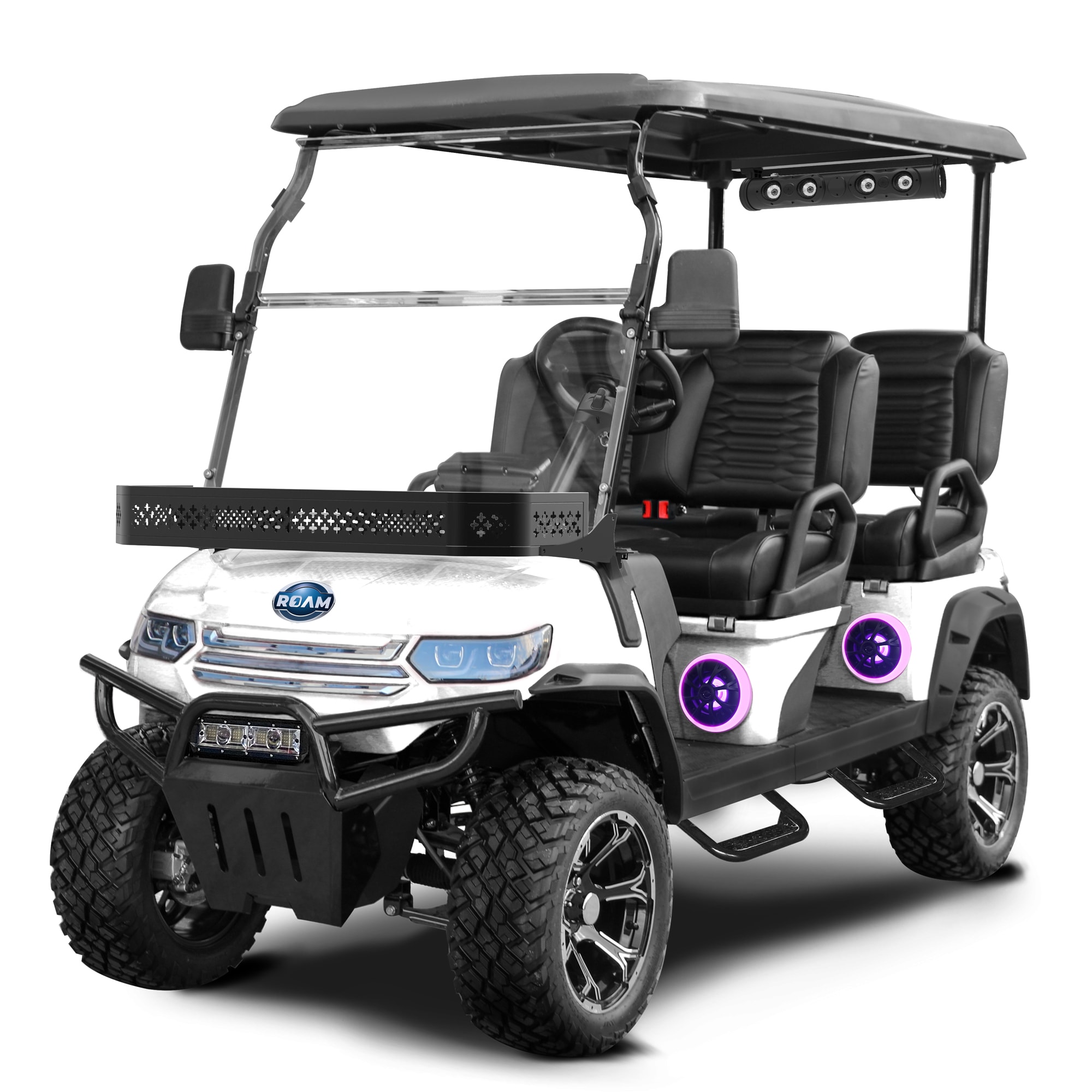 Phantom VEN4LIFT-WHT Venture Lifted 4 Passenger Electric Golf Cart with Lithium Battery, Max Speed 15 mph, White