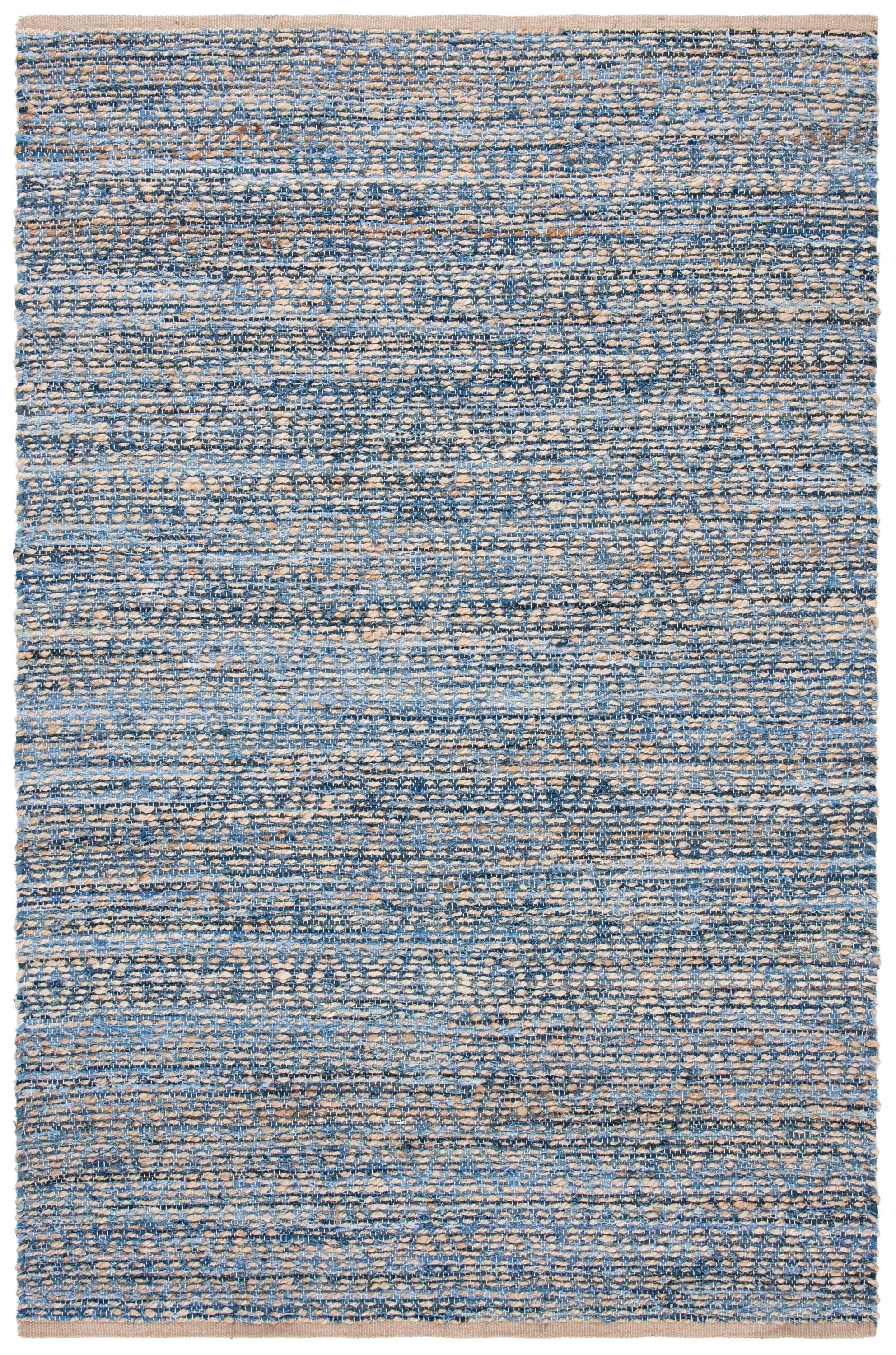 Cape Cod Blue and Natural Handwoven Jute Area Rug 4' x 6'