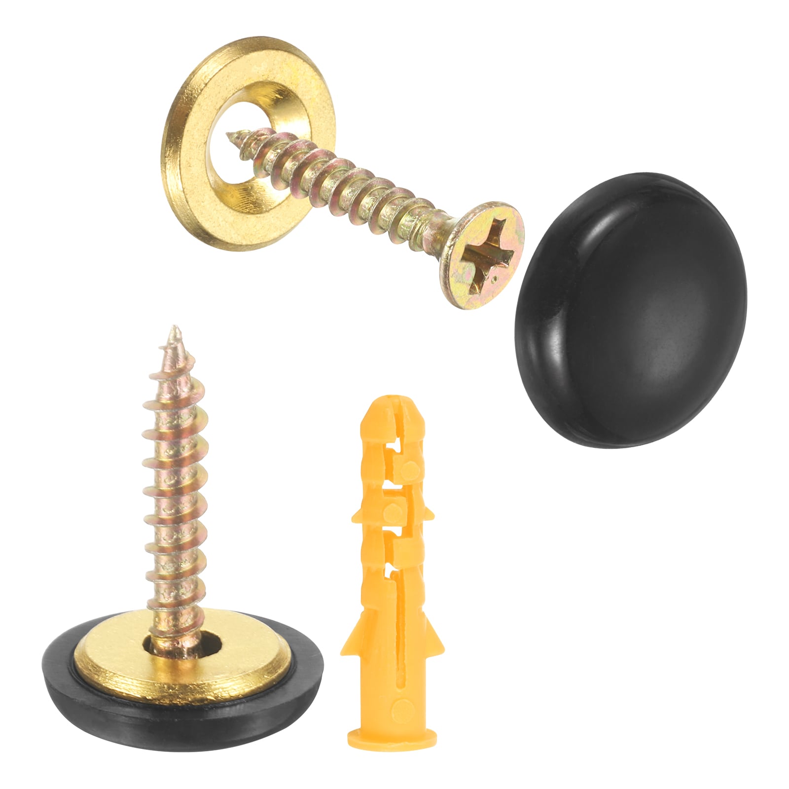 Unique Bargains 8pcs 16.8mm Decorative Caps Cover Nails Screw Covers Caps Black #S26090801UX4227