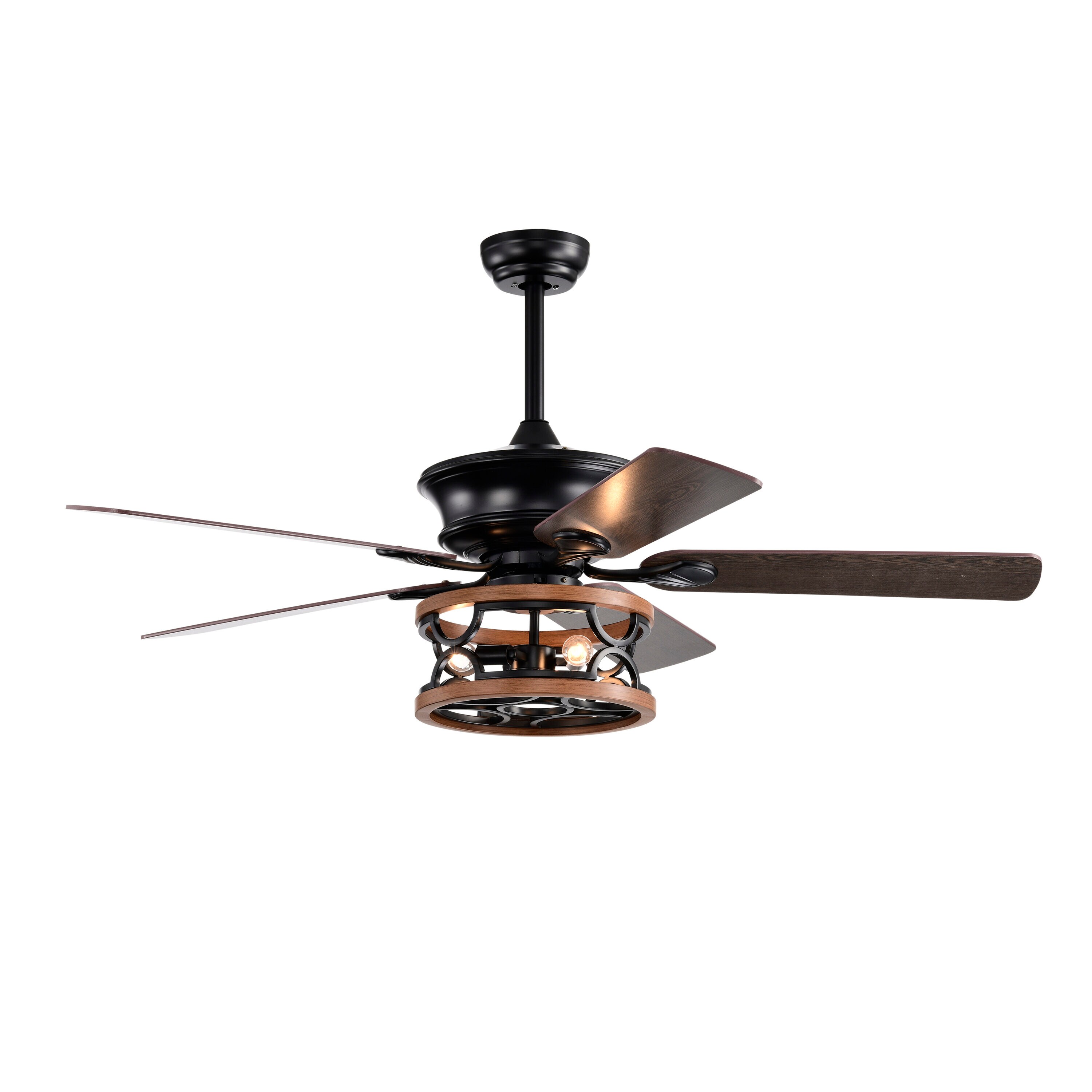 Flynama L-79920 Ceiling Fan 52-Inches Matte Black with Plywood Blades Indoor Downrod mount Standard Ceiling Fan With Light and Remote ( 5 -Blade)