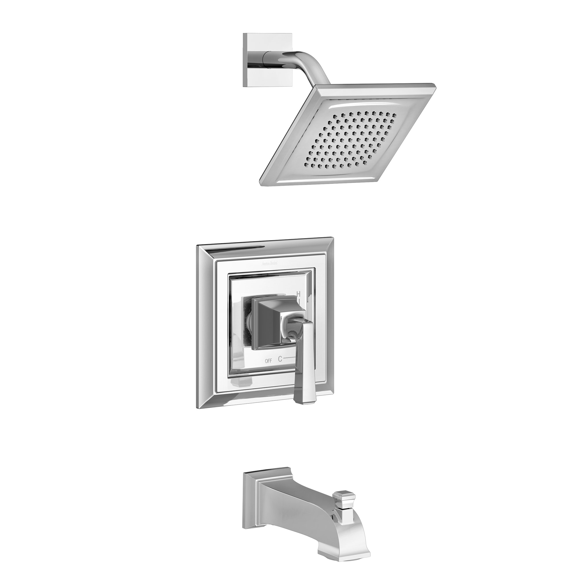American Standard TU455508.002 Town Square S Polished Chrome 1-handle Single function 6.31-Inches Square Bathtub and shower Faucet