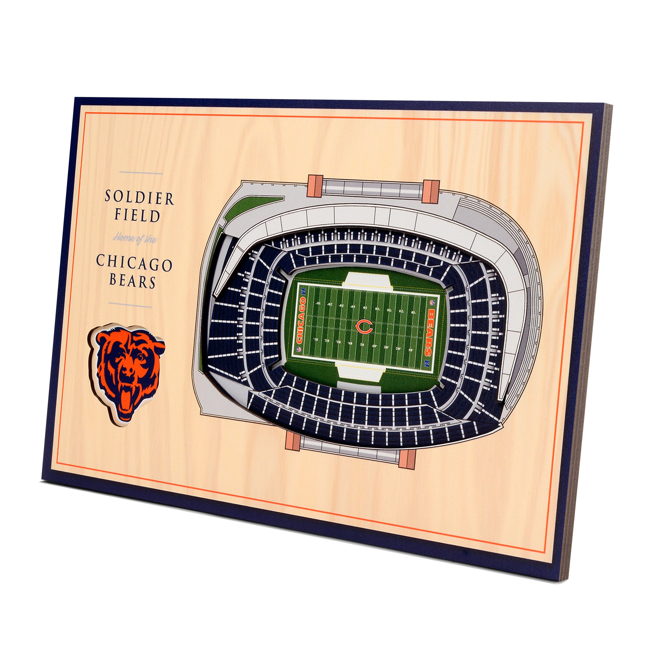 Hand-Painted Chicago Bears Soldier Field Mini Stadium Sculpture