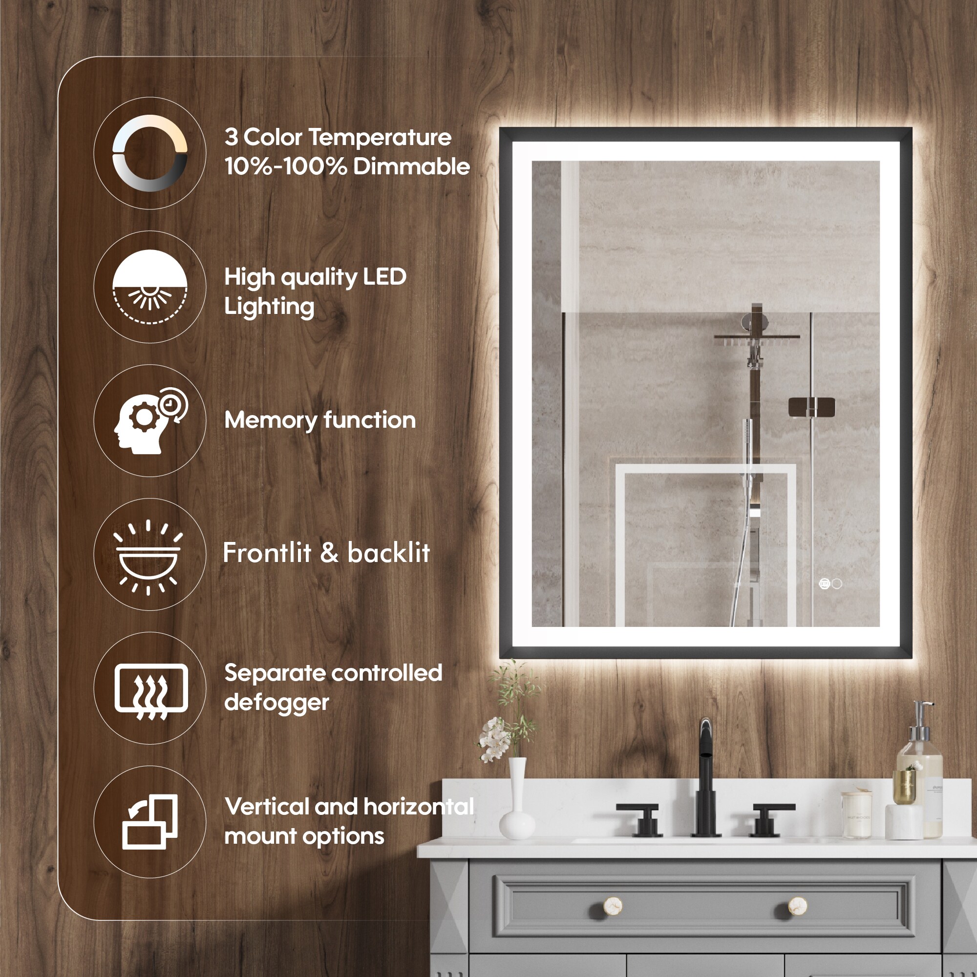 Forclover MRW-6F2836MB Framed-Bath-Mirrors - View #4