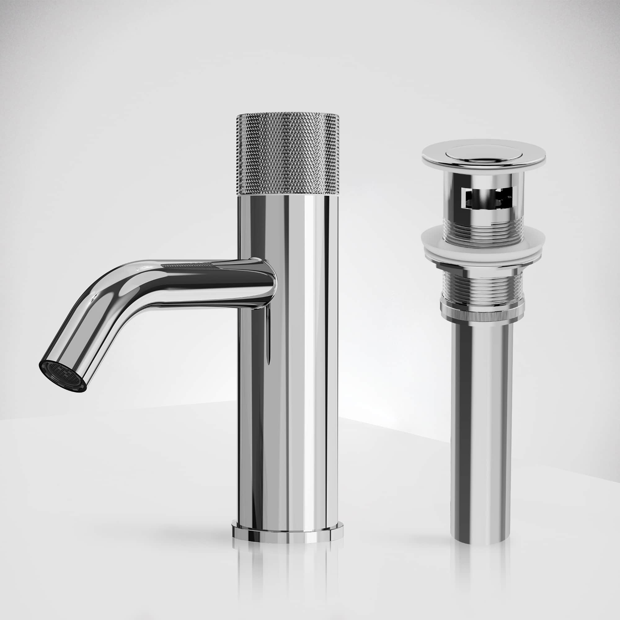 EVERSTEIN Chrome Single Hole Bathroom Faucet with Drain Assembly Bathroom Sink Faucet Pop-Up Drain Included