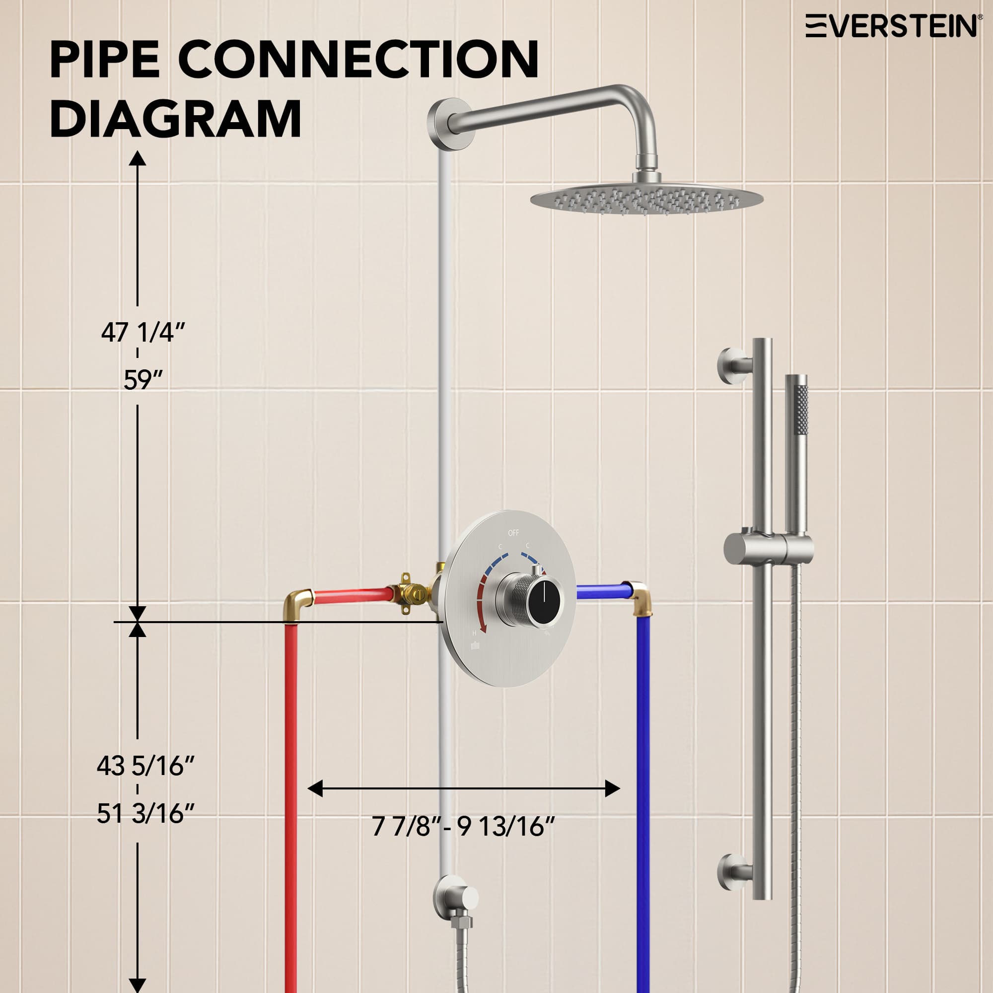 EVERSTEIN SFS-1013-NK10 Showerhead-Bar-Panels - View #11