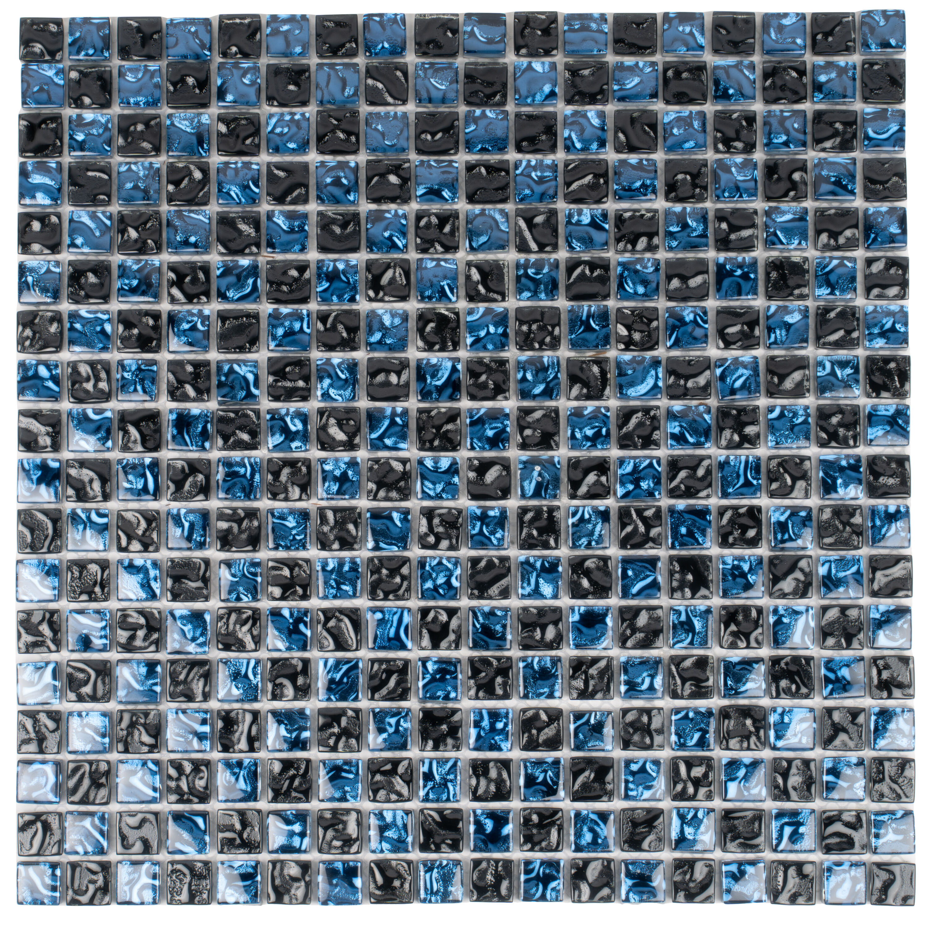 Apollo Tile APLPST88053ASAMPLE Sample - Elaina Blue and Black 4-in x 4-in Glossy Glass Patterned Floor and Wall Tile