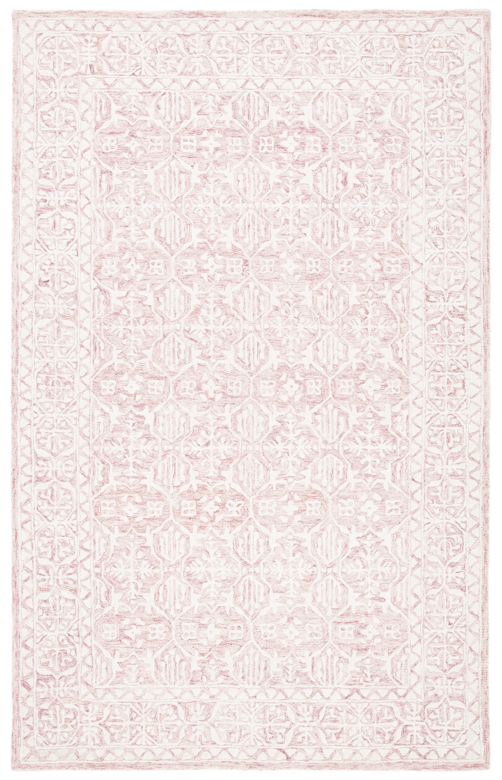 Safavieh MET903U-5 Metro Freya 5 x 8 (ft) Tufted Wool Dark Pink/Ivory Rectangular Indoor Abstract Bohemian/Eclectic Area rug