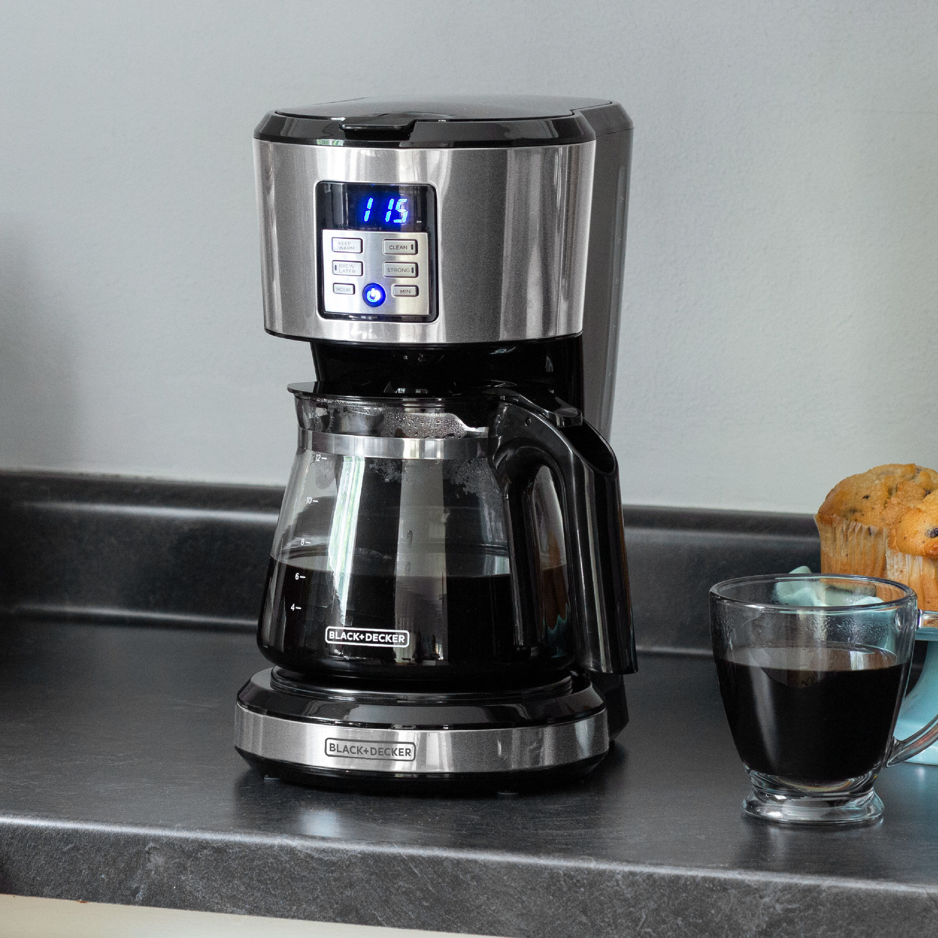 BLACK+DECKER CM1110B: Vortex™ Technology 12 Cup Programmable Coffee Maker - Black