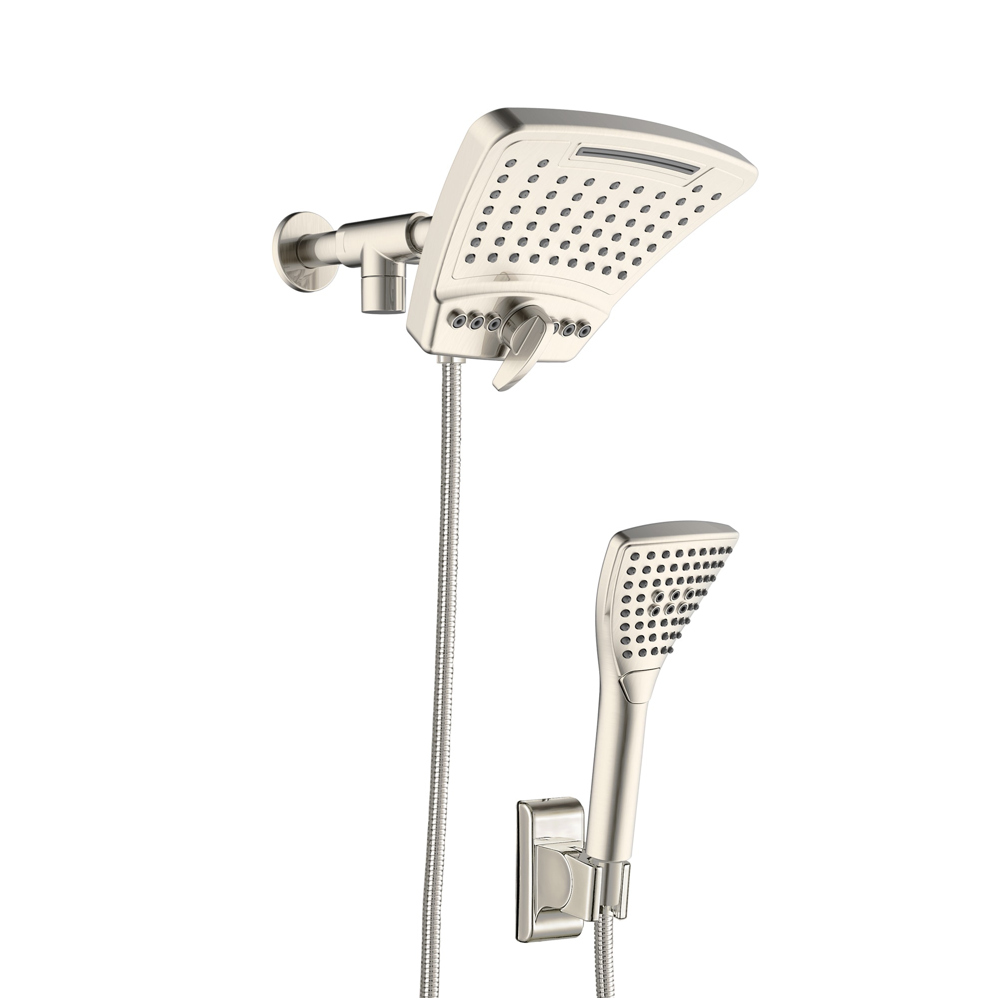 PULSE Brushed Nickel 8-in Shower Faucet Bar System with 3-way Diverter ...