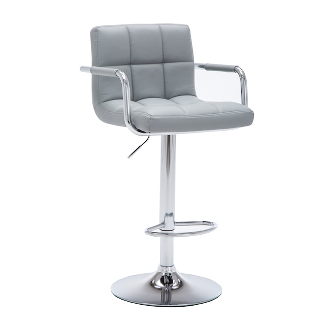 Upholstered Swivel Bar Stool, Gray Swivel Bar Stools With Arms