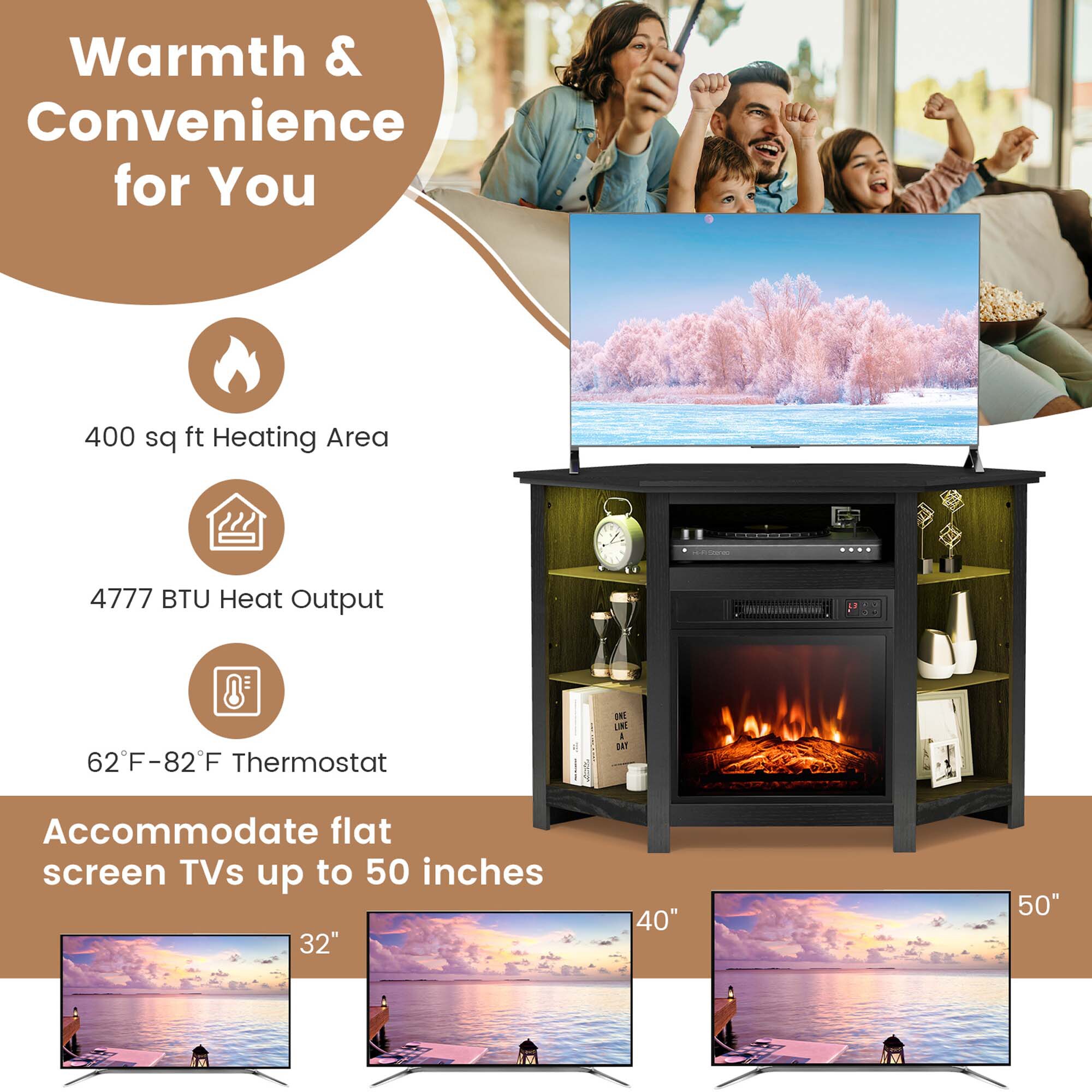 Costway SWL00018 Electric-Fireplaces - View #8