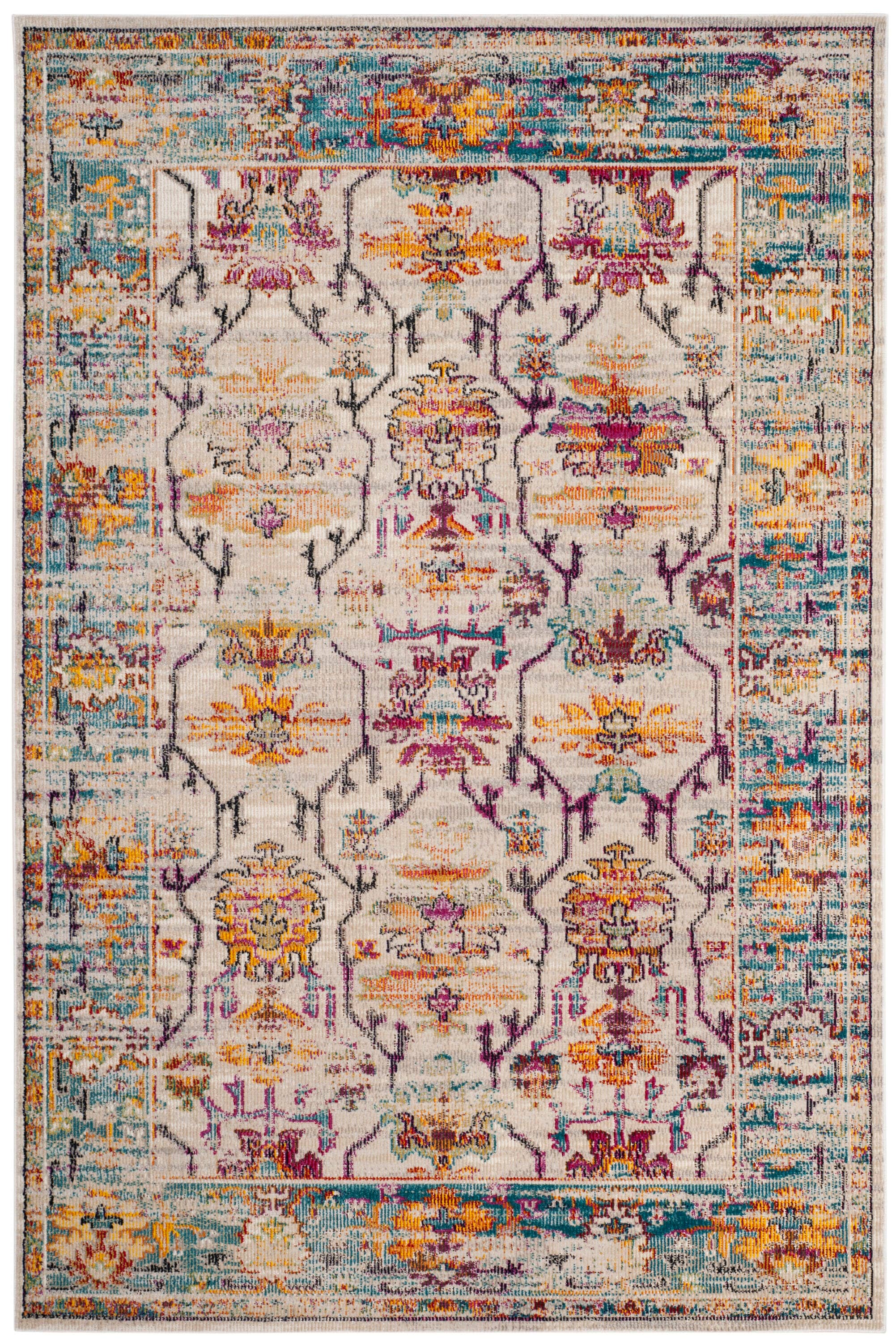 Safavieh Crystal Thomas 3 x 5 Cream/Teal Indoor Distressed/Overdyed Vintage Throw Rug