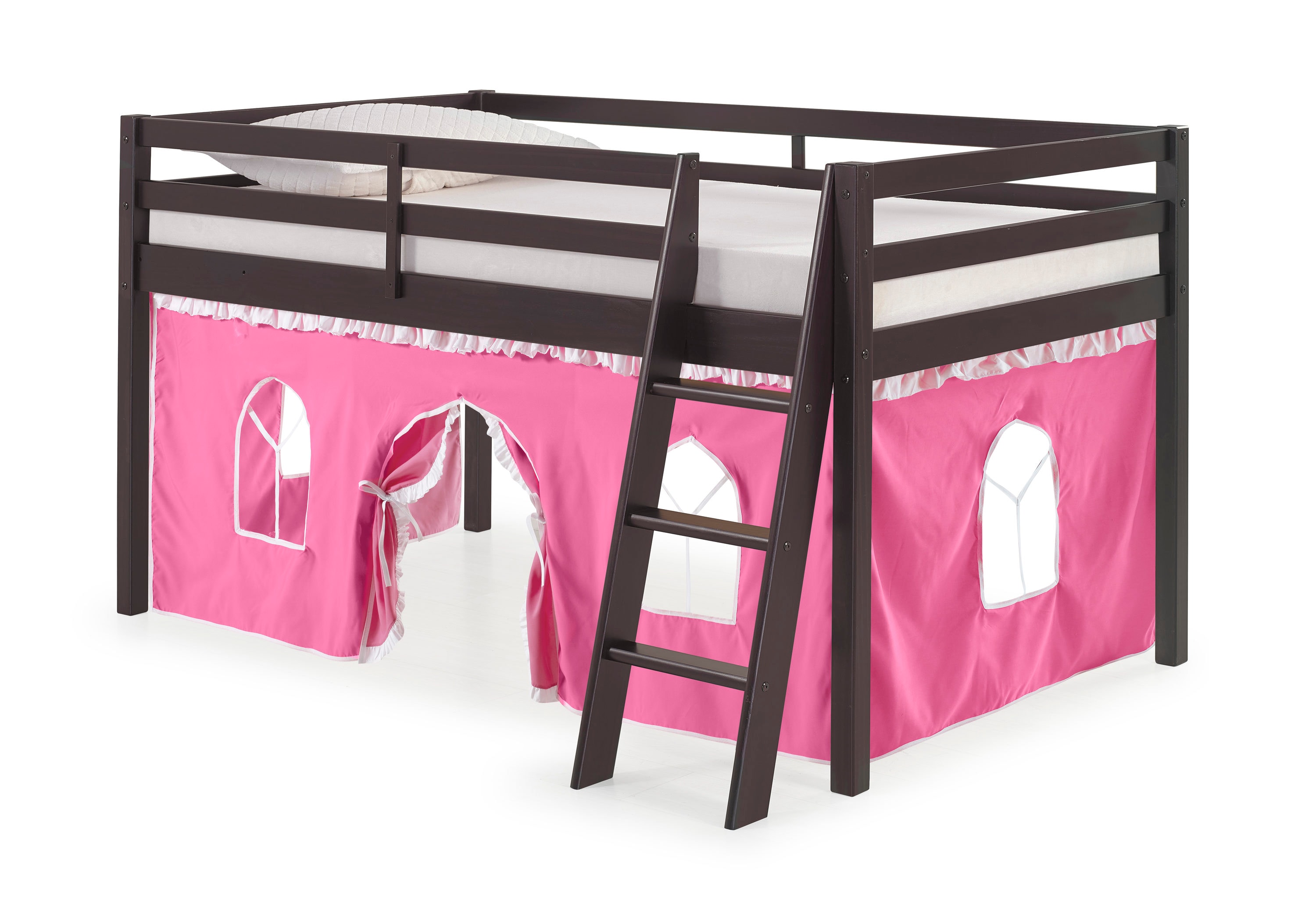 Alaterre Furniture AJRX10P0ATPWH Roxy Espresso/Pink Twin loft Bunk Bed