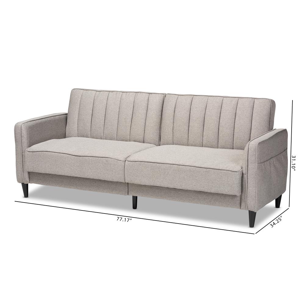 Baxton Studio Colby 77.17 in Midcentury Grey Walnut Linen 3 seater