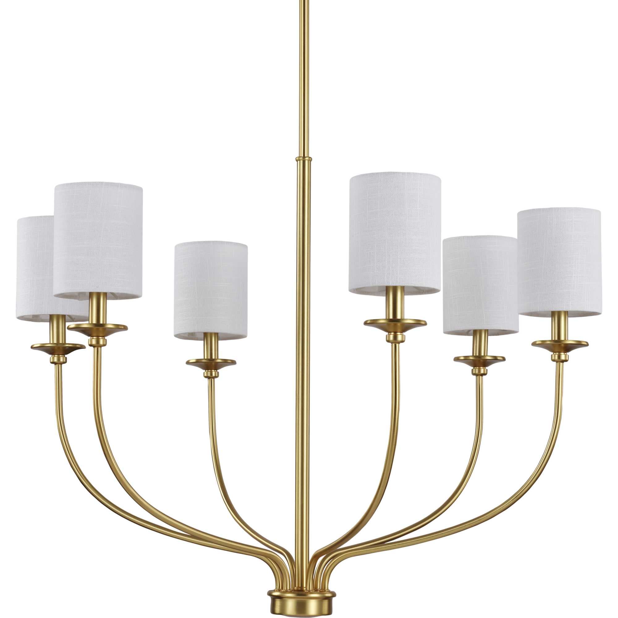 Progress Lighting P400227-012 Bonita 6 -Light Satin Brass Transitional For Use in Bedrooms, Dining Rooms, Foyers, Kitchens, Living Rooms Chandelier