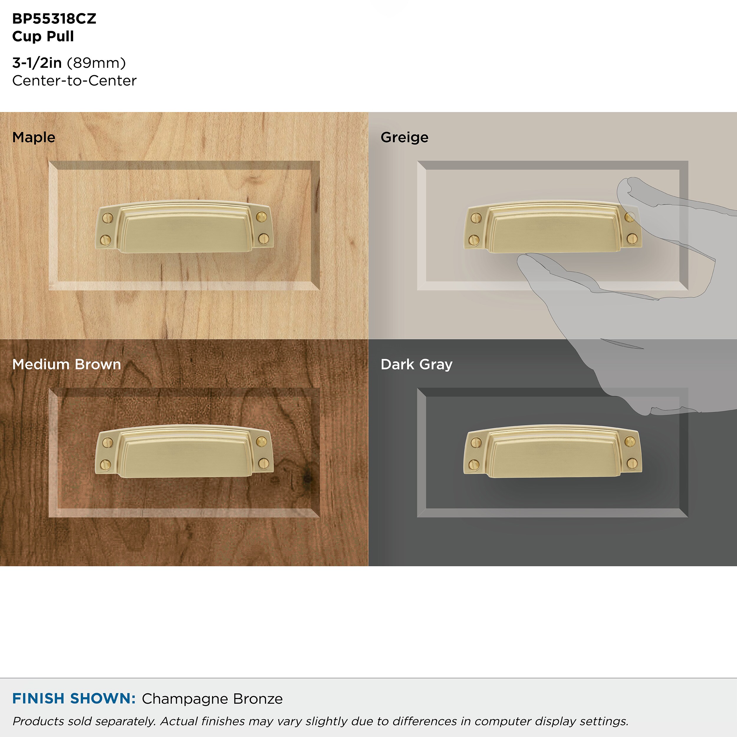 Champagne Bronze Highland Ridge 3-1/2 inch Cabinet Cup Pull