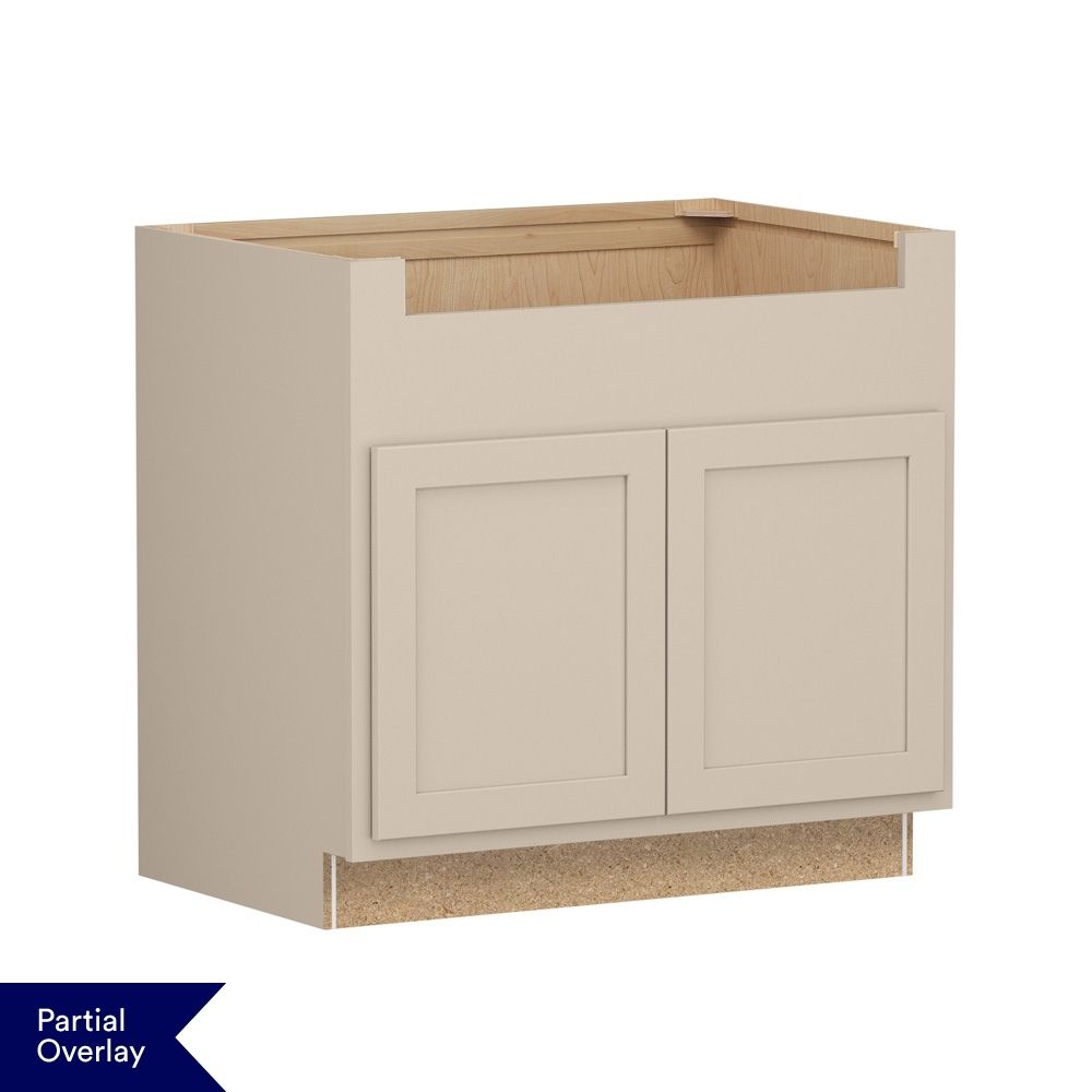 Shenandoah Breckenridge POL 36-in W x 34.5-in H x 24-in D Oat Painted Sink Base Fully Assembled Cabinet Recessed Panel Shaker
